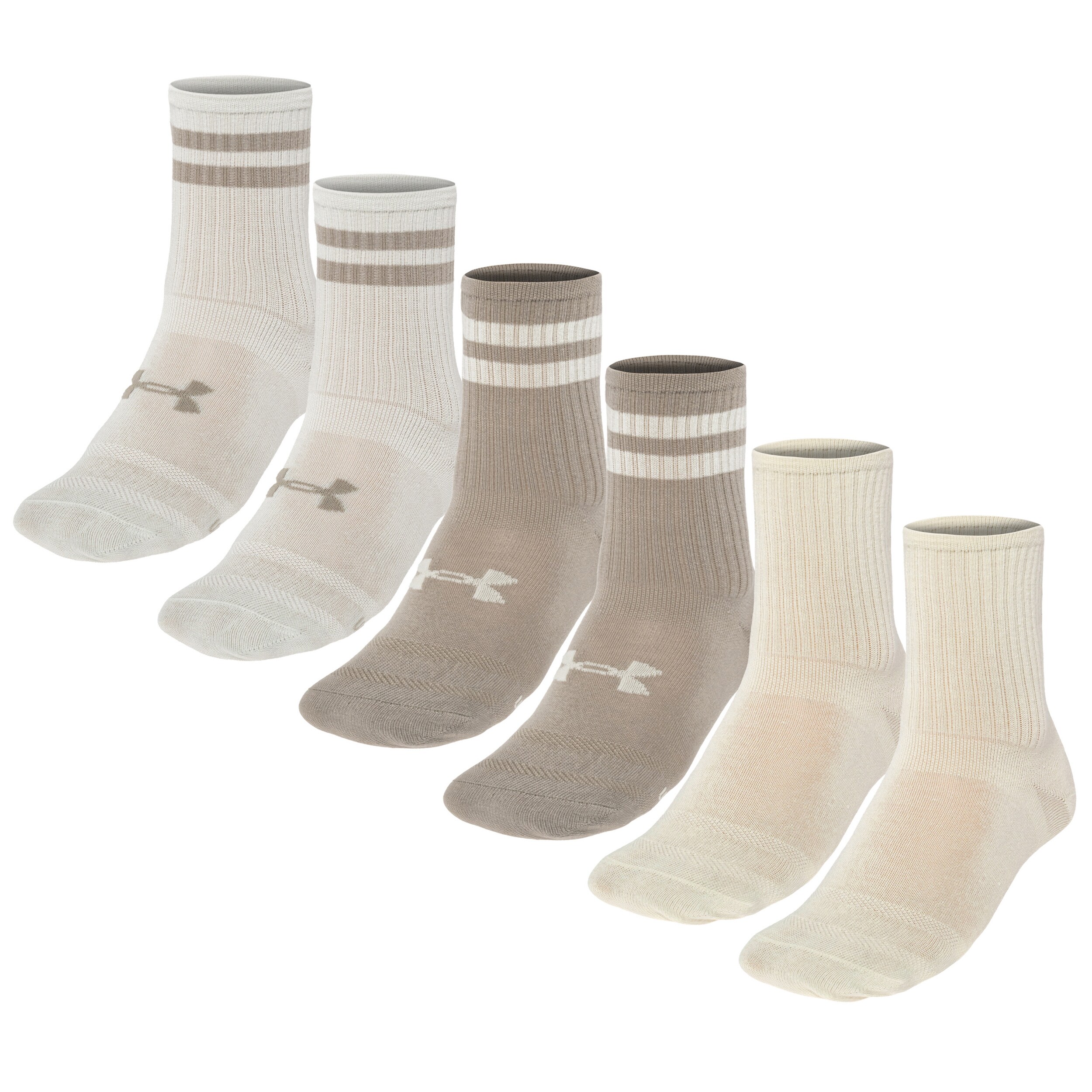 Șosete Under Armour Essential Crew Timberwolf Taupe / Stone - 6 perechi