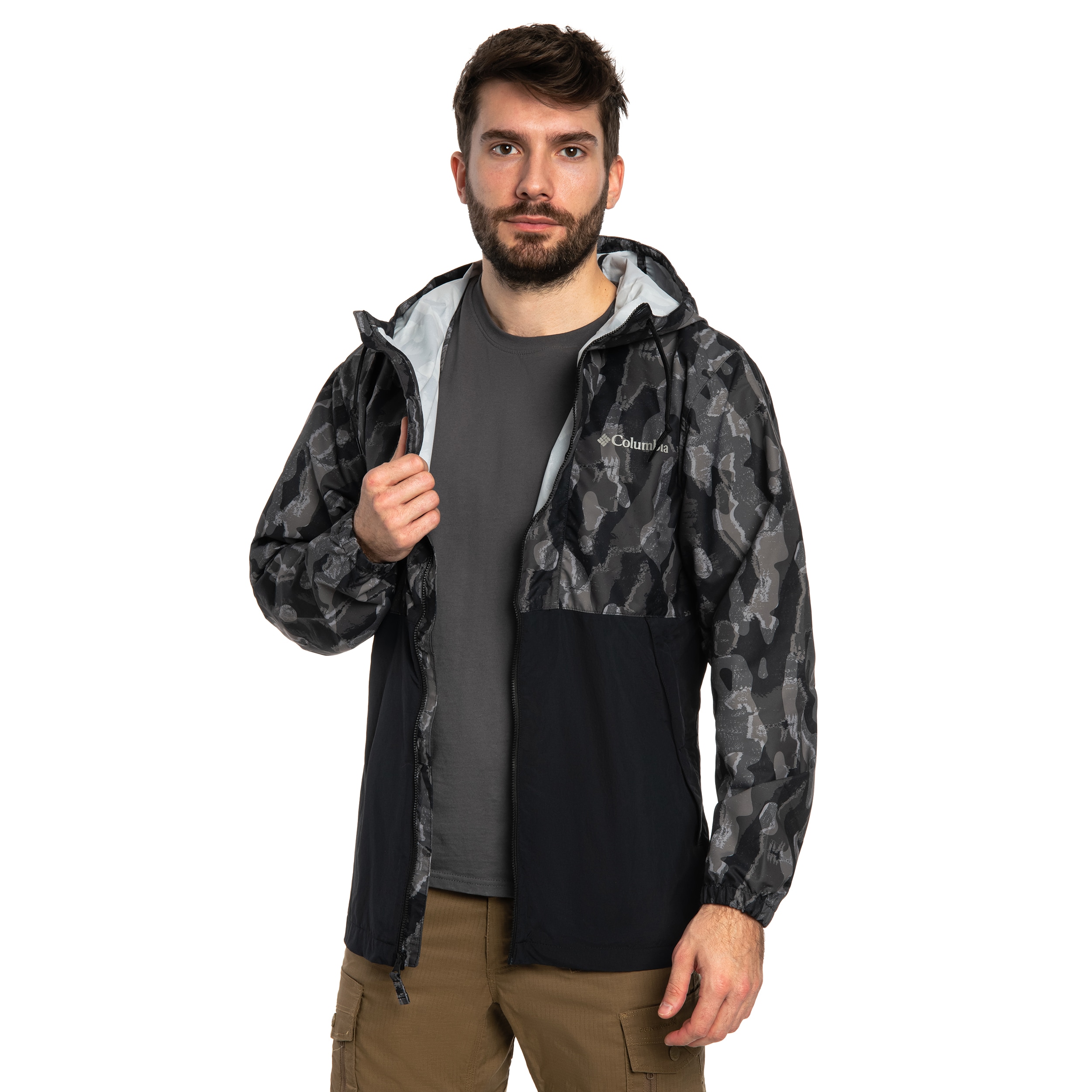Jachetă Columbia Spire Valley Novelty Windbreaker - Black Treebark/Black