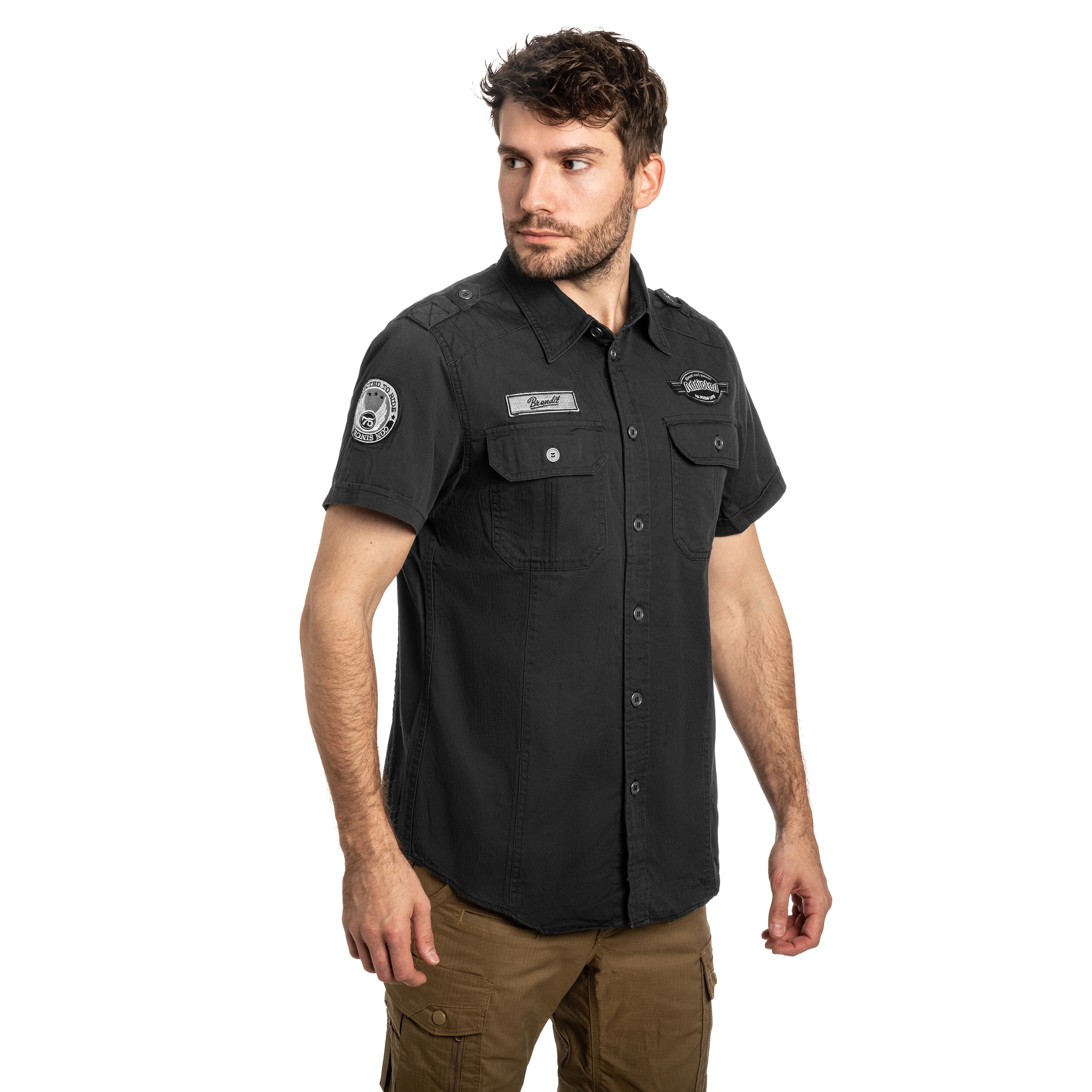 Cămașă Brandit Luis Vintage Short Sleeve - Black