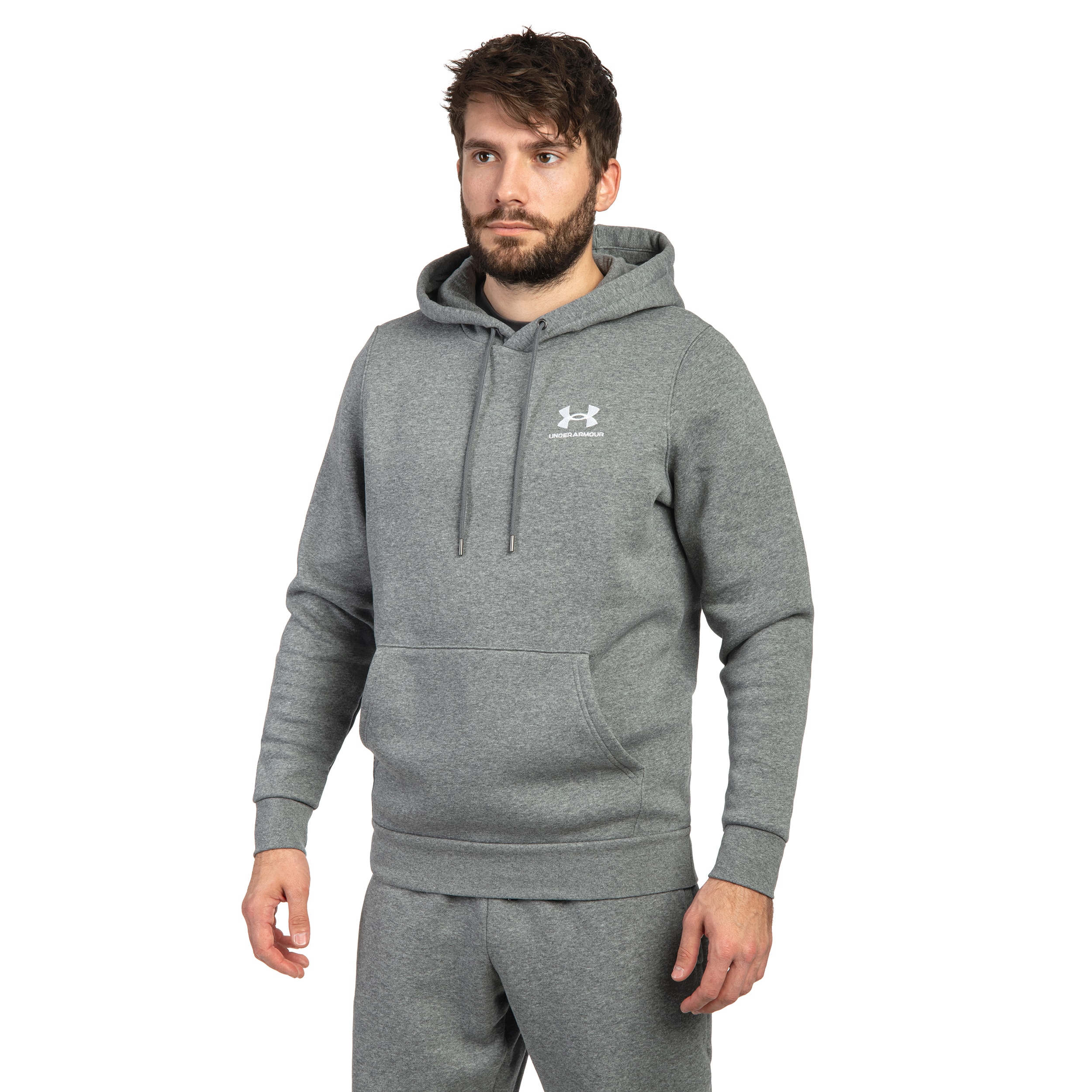 Hanorac Under Armour Icon Fleece Hoodie - Pitch Gray Medium Heather/White