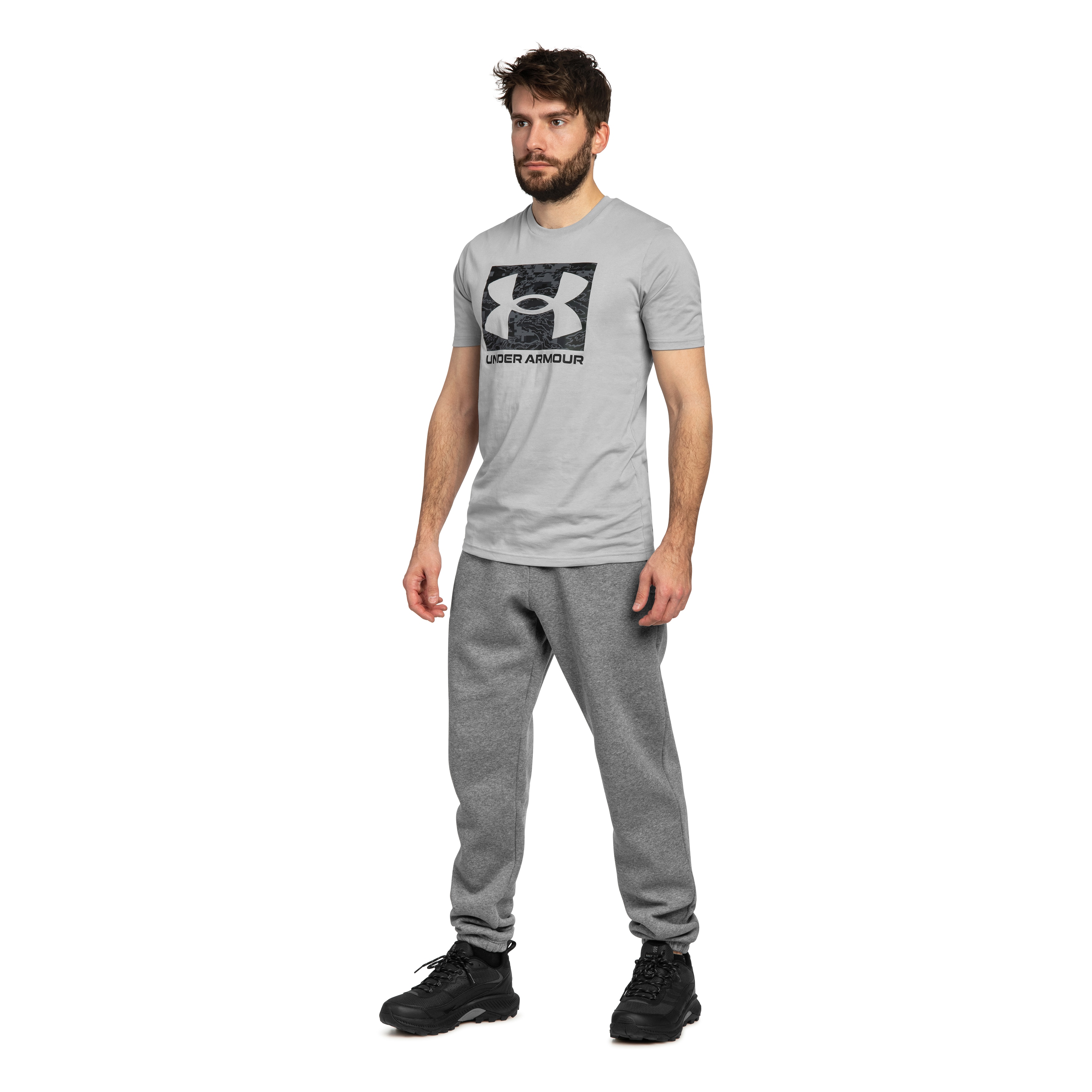 Pantaloni Under Armour Jogger Icon Fleece - Pitch Gray Medium Heather/White