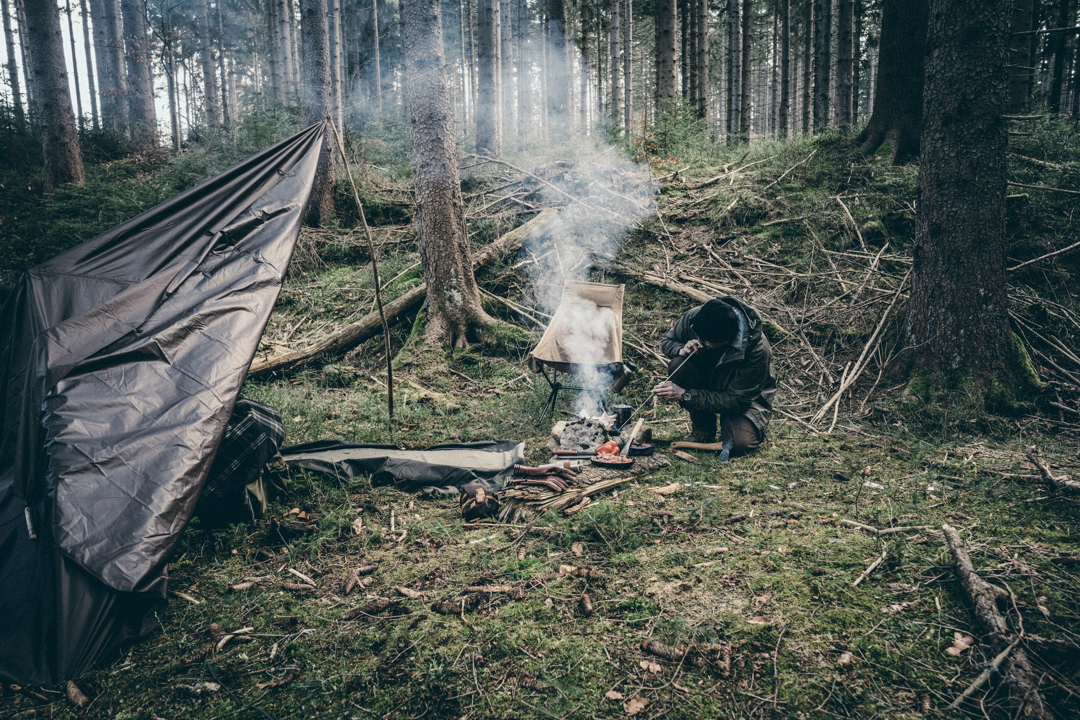 Prelată pentru camping Helikon-Tex Supertarp Small Spark Resistant - Black