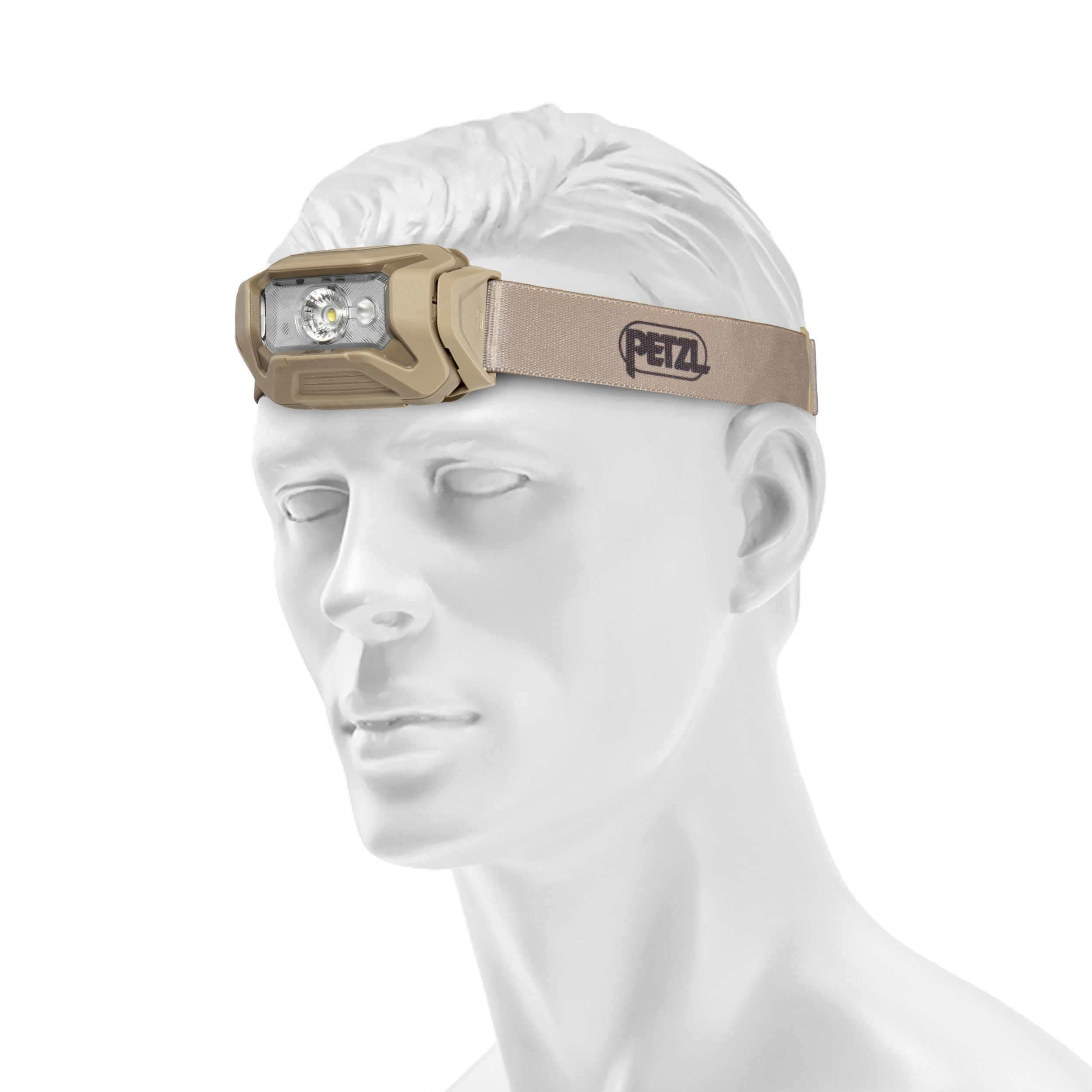 Lanternă frontală Petzl Aria 1 RGB Desert Camo - 350 lumeni
