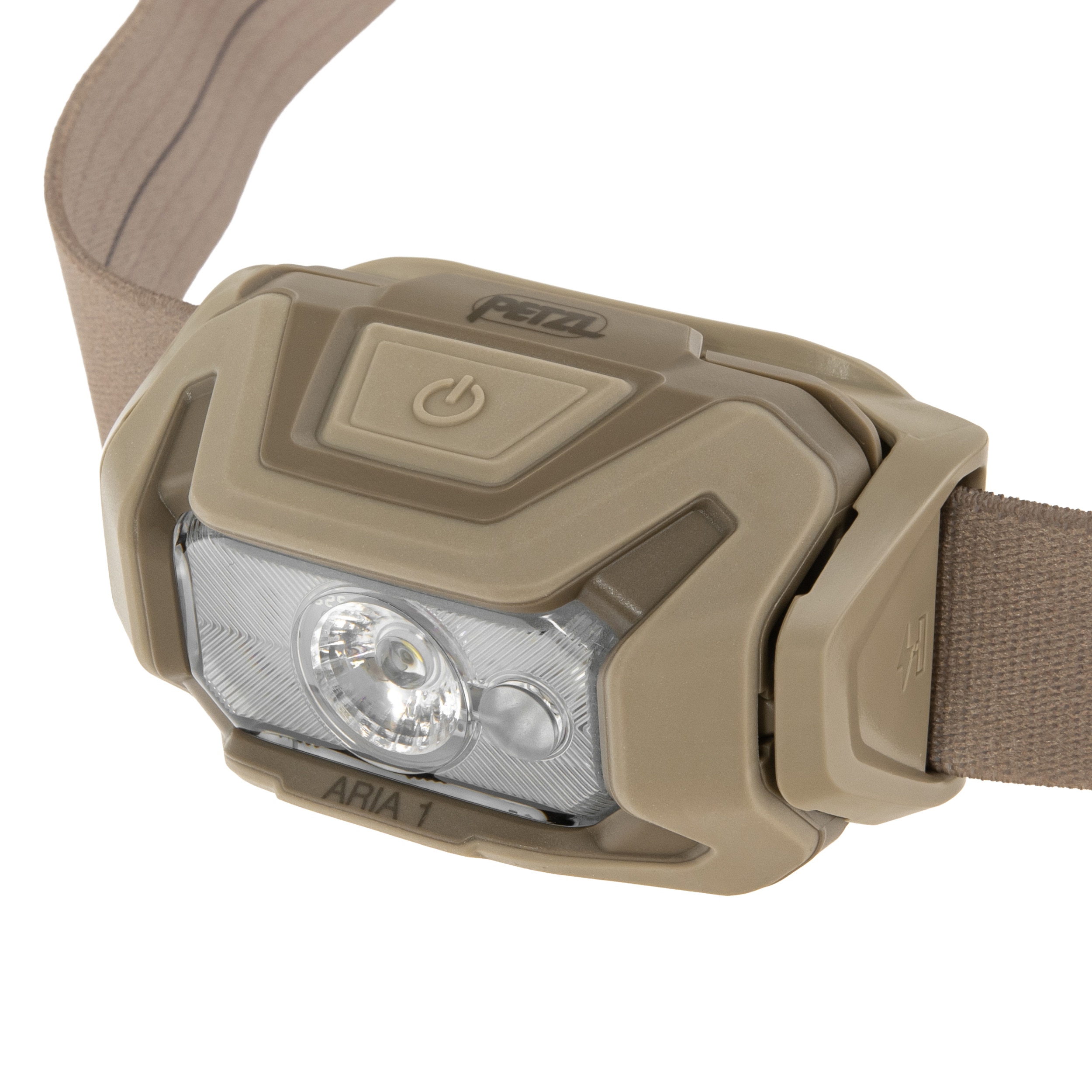 Lanternă frontală Petzl Aria 1 RGB Desert Camo - 350 lumeni