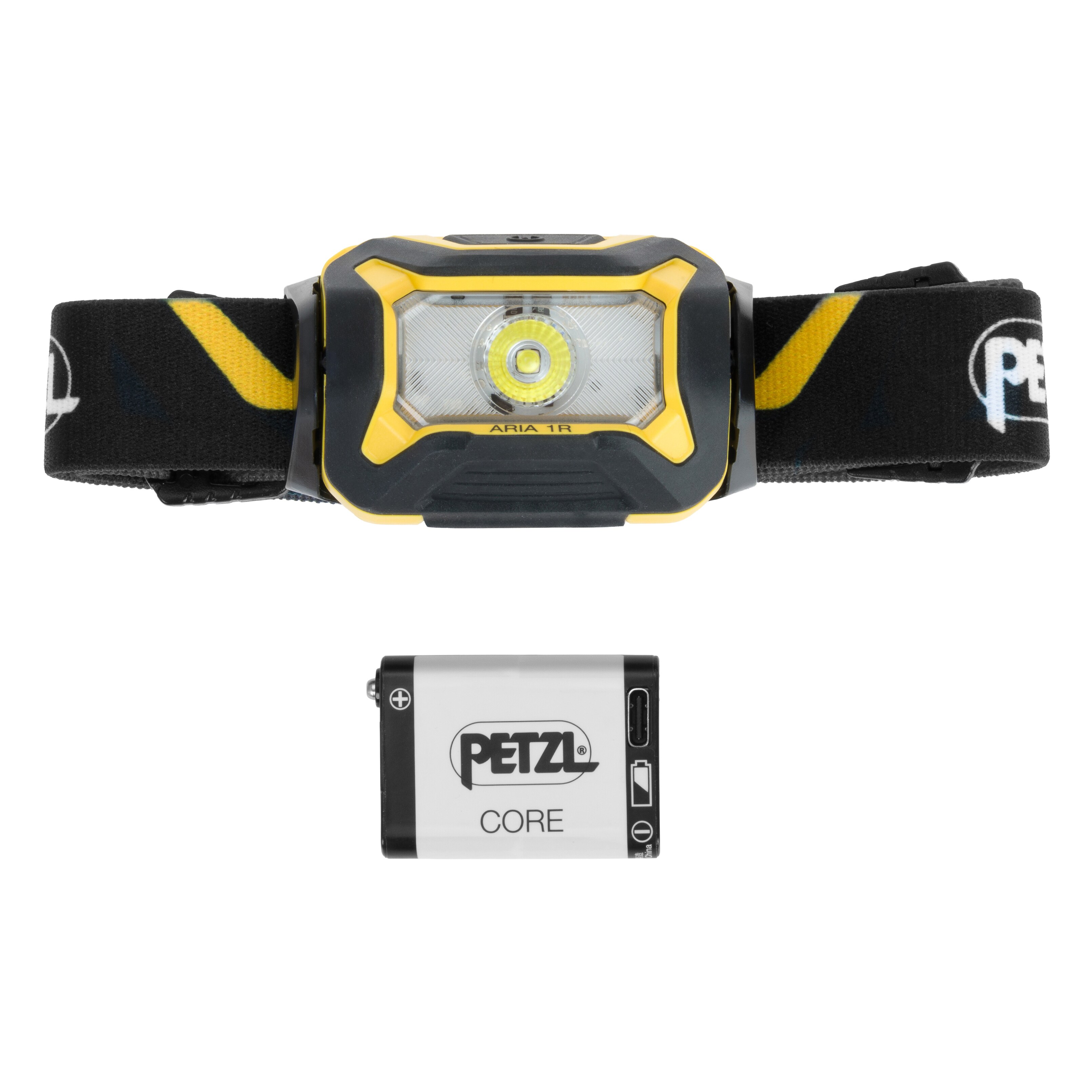 Lanternă frontală  Petzl Aria 1 Black/Yellow - 475 lumeni