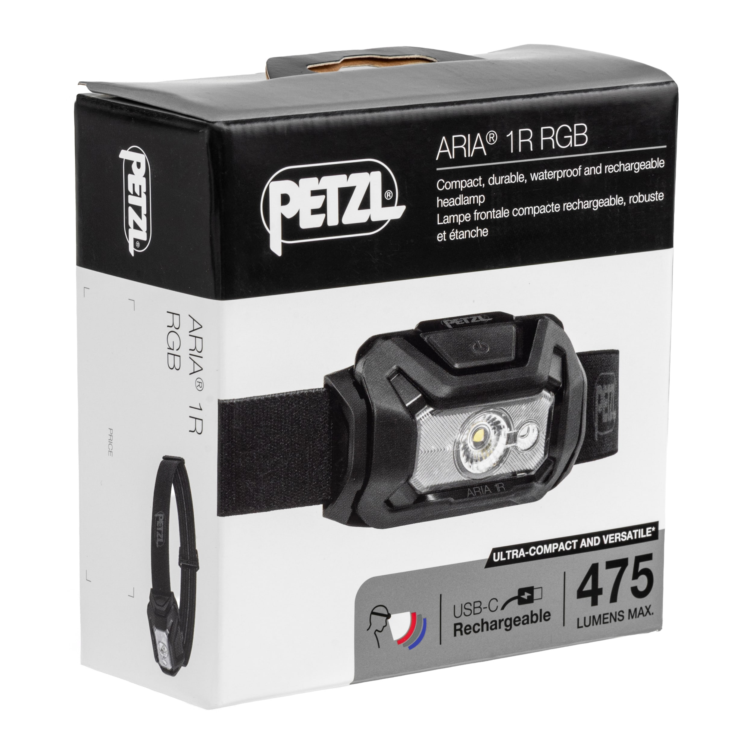 Lanternă frontală Petzl Aria 1R RGB Black - 475 lumeni