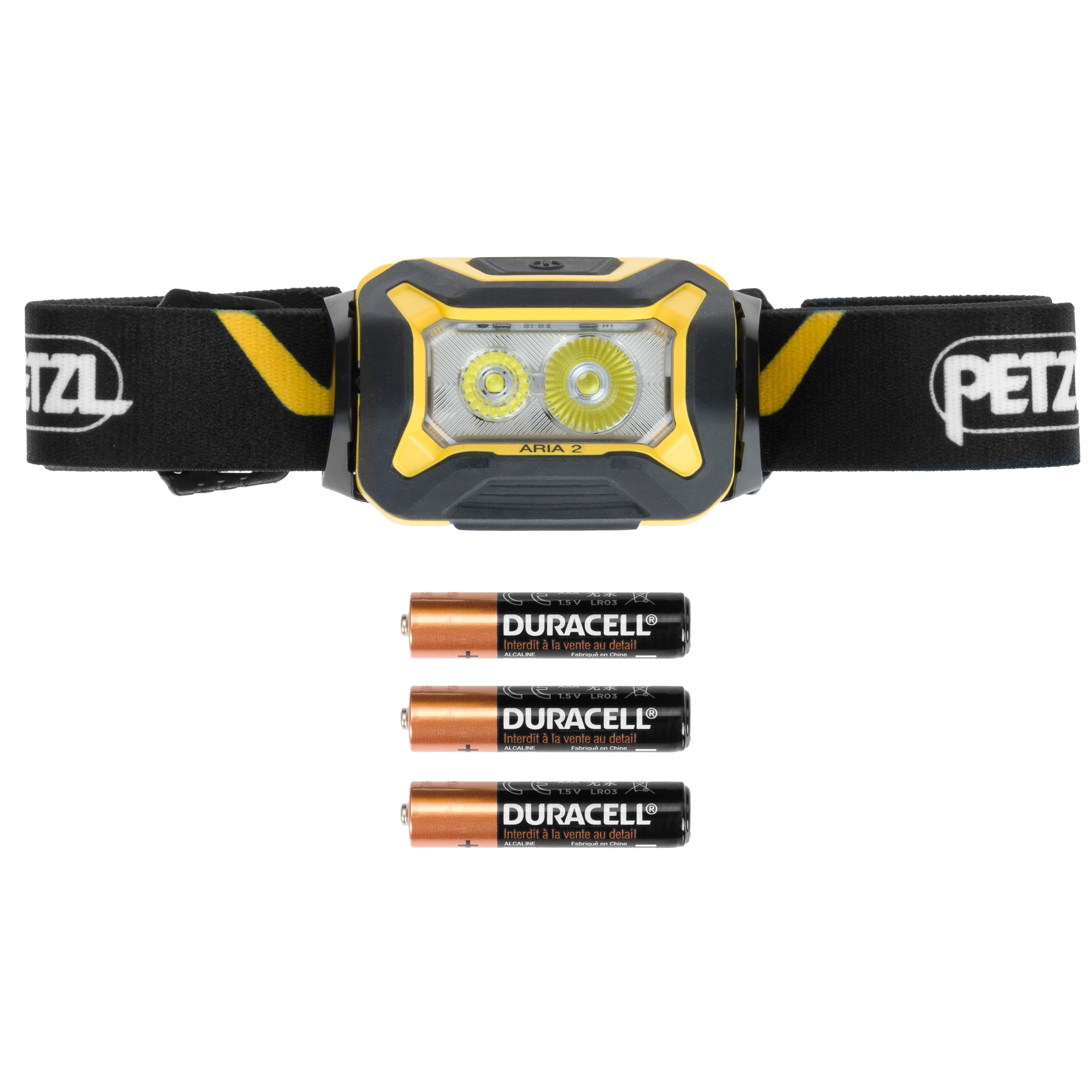 Lanteră frontală Petzl Aria 2 Black/Yellow - 625 lumeni