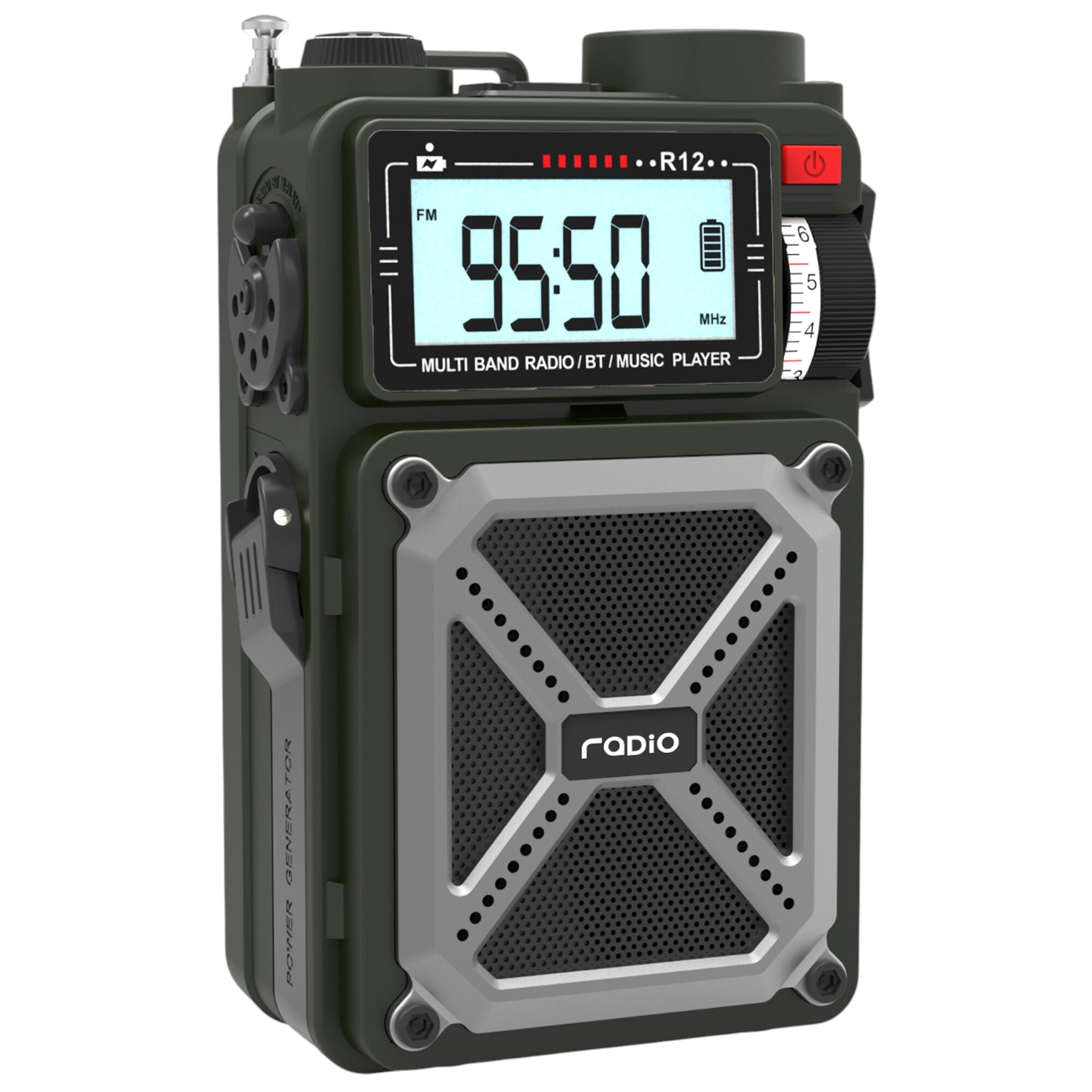 Radio portabil de urgență JB Tacticals R12 - Green