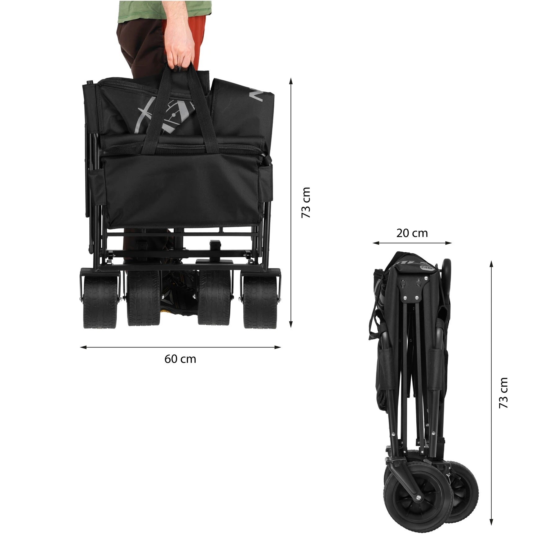 Cărucior pentru transport Nils Camp NC2606 140 l - Negru