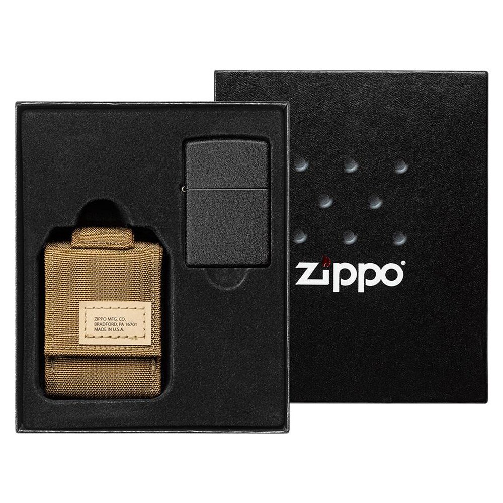 Brichetă pe benzină Zippo Crackle cu husă - Coyote