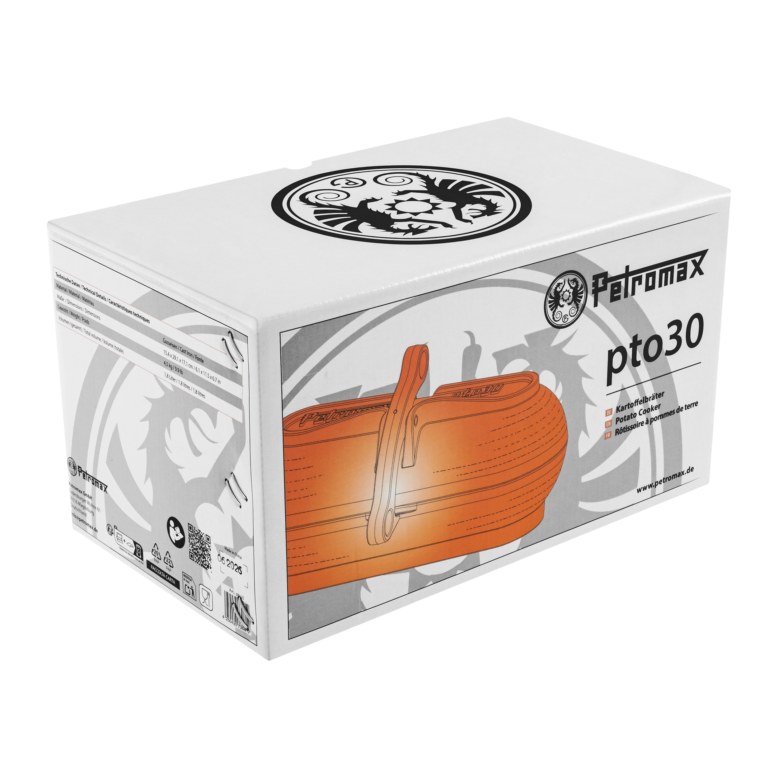 Vas din fontă pentru copt cartofi Petromax Potato Roaster 30 cm - Black