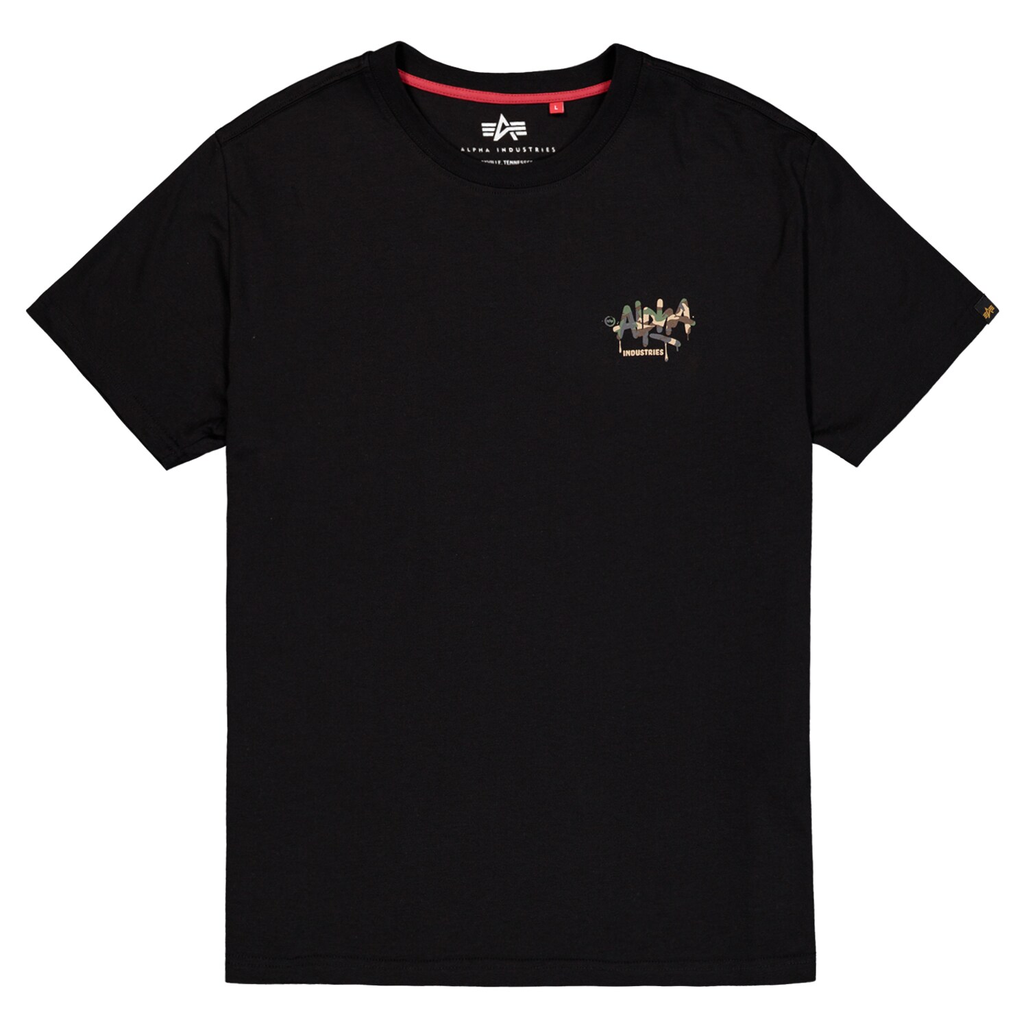 Tricou T-shirt Alpha Industries Signature Camo - Black