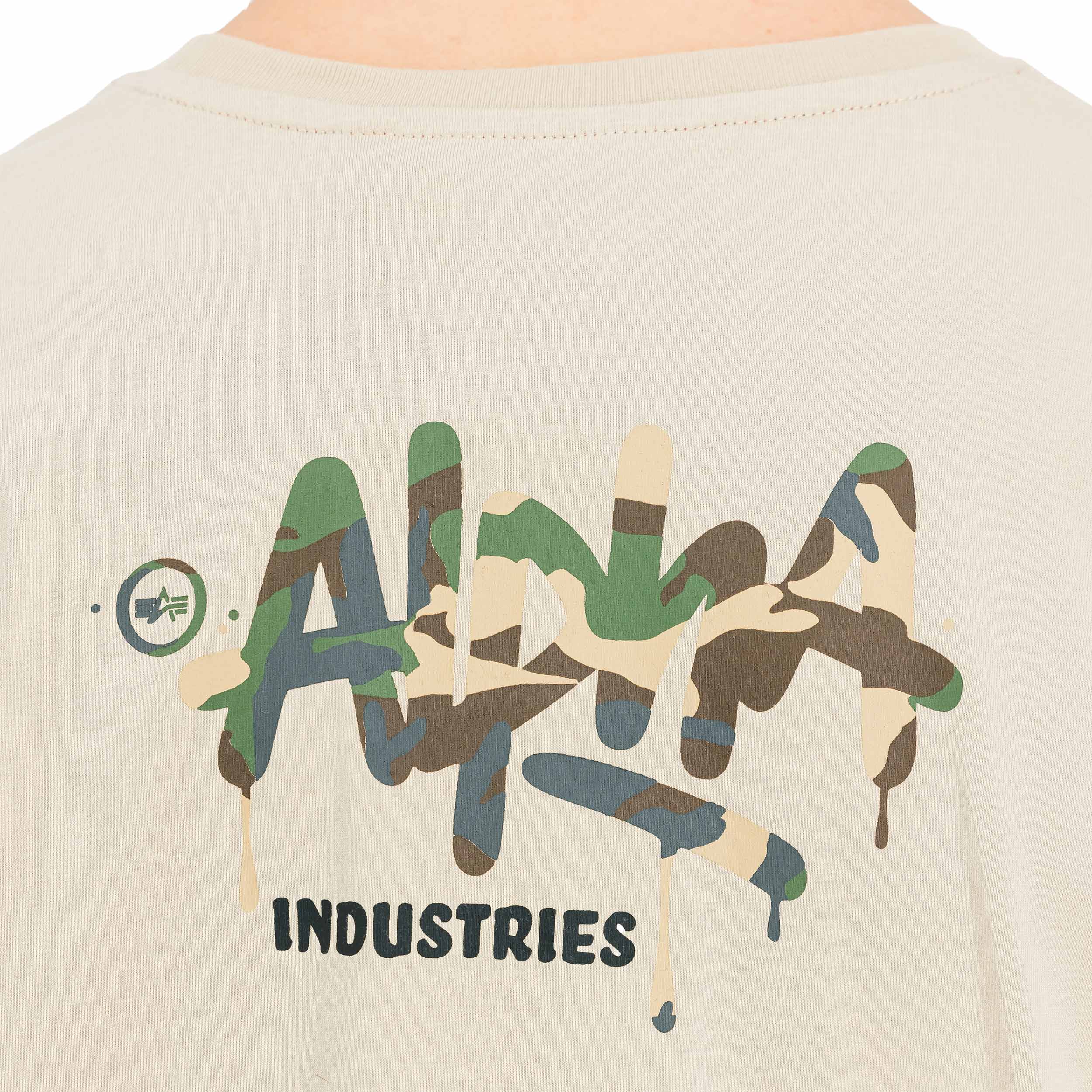 Tricou T-shirt Alpha Industries Signature Camo - Organic Beige