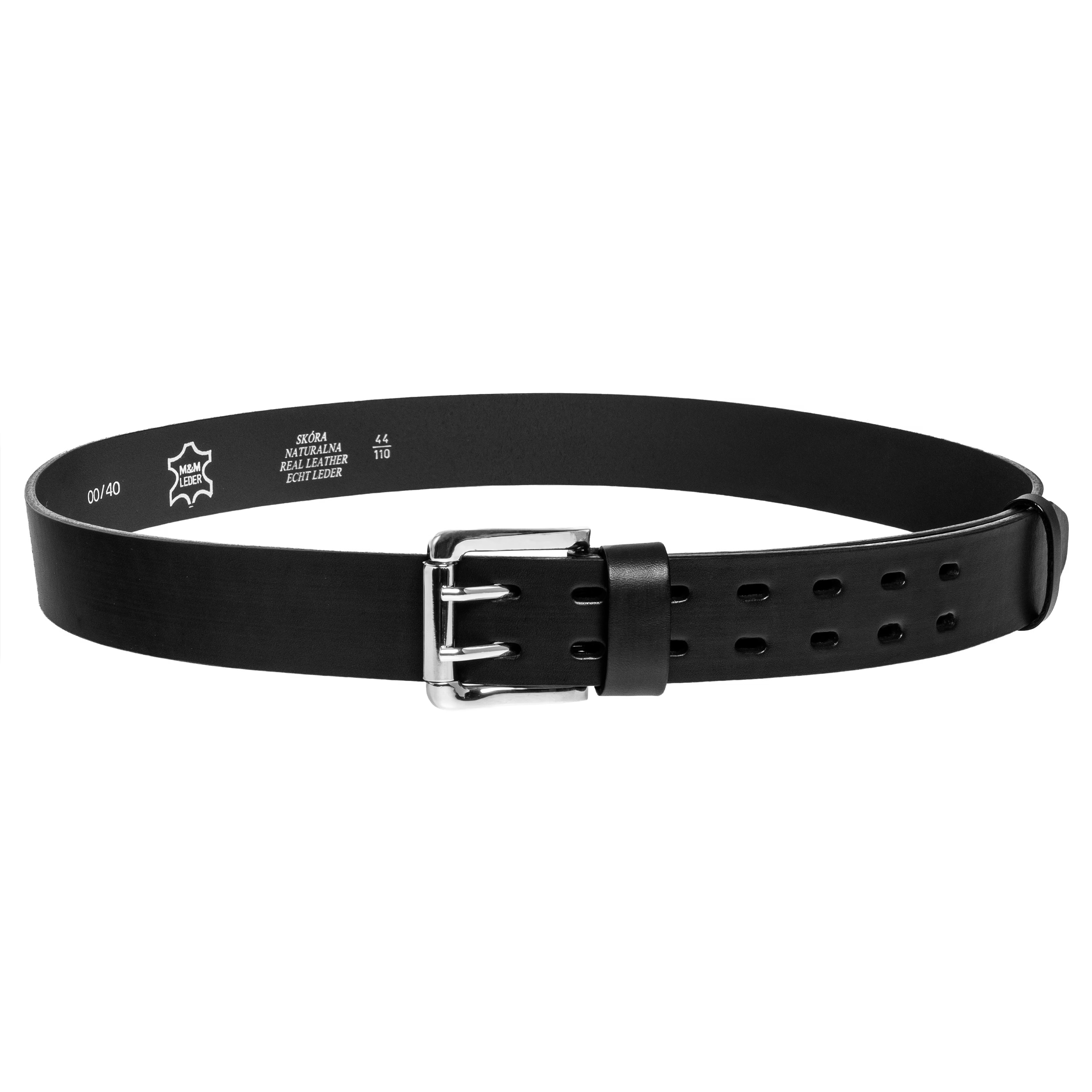 Curea din piele cu două rânduri M&M Leder - Neagră