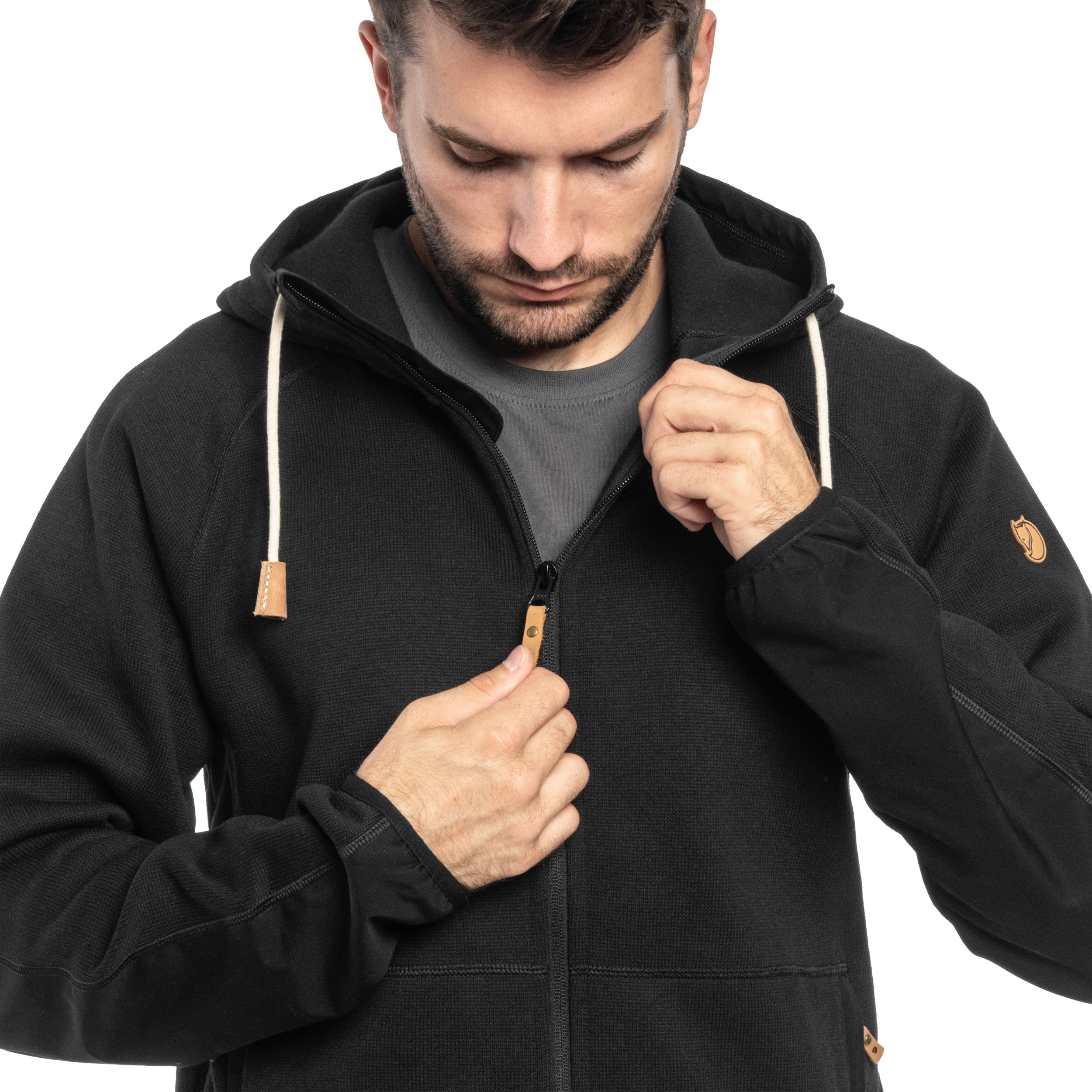 Bluză Polar Fjallraven Ovik Fleece Hoodie - Black