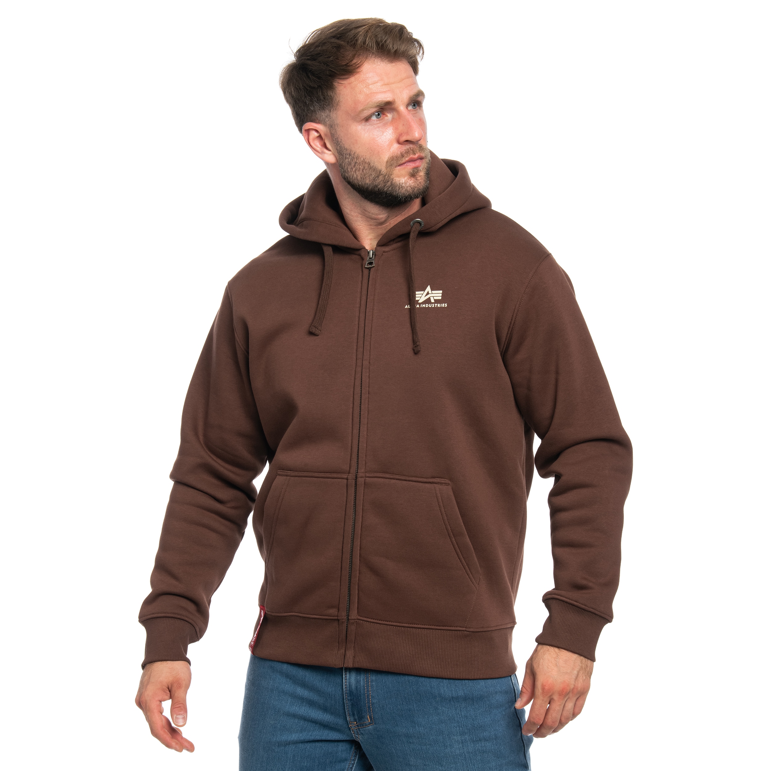 Hanorac Alpha Industries Basic Zip Hoody Small Logo - Powder Brown