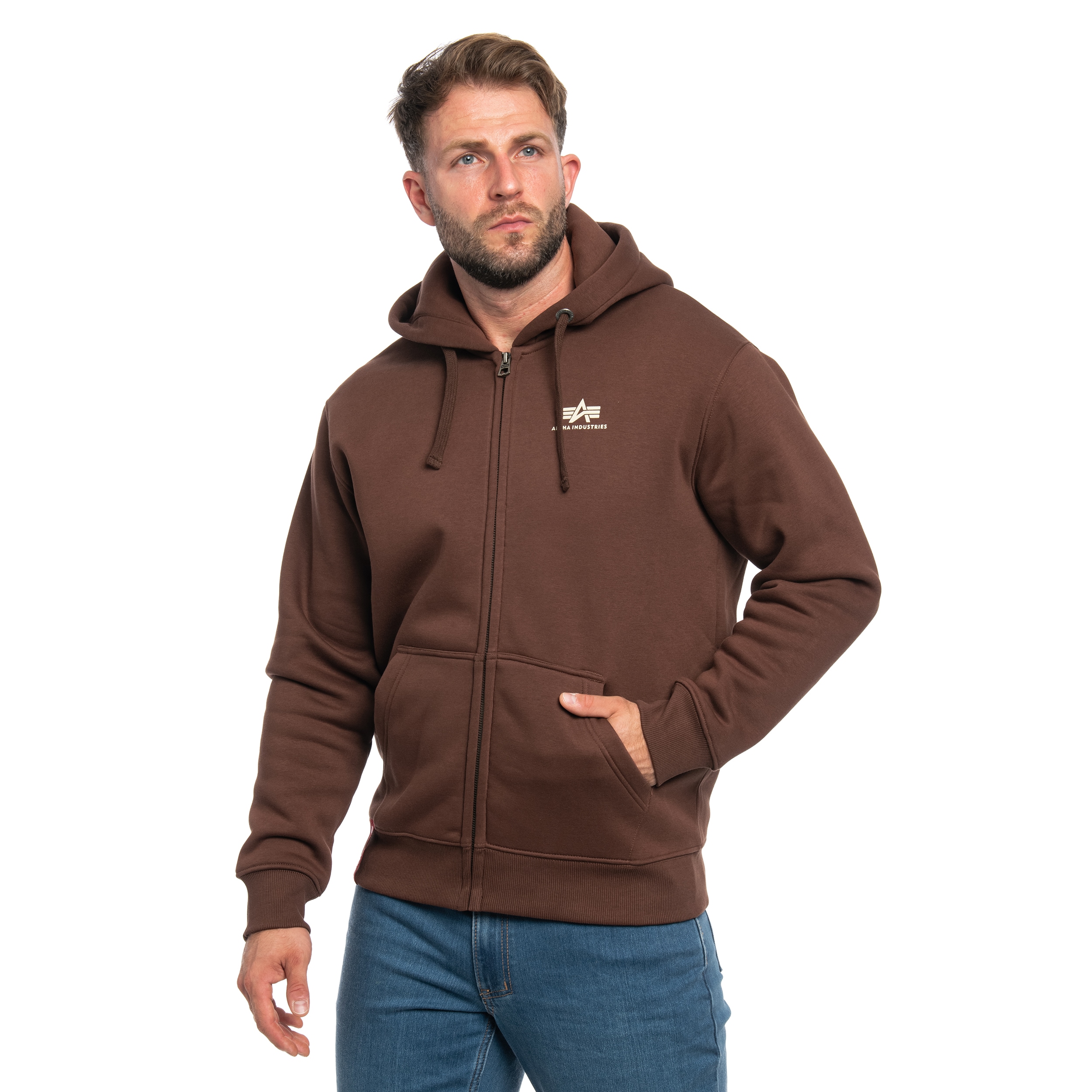 Hanorac Alpha Industries Basic Zip Hoody Small Logo - Powder Brown