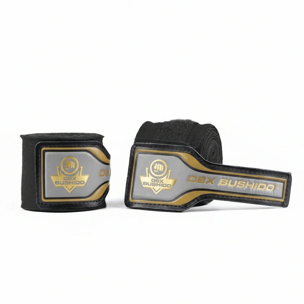 Bandaje de box elastice DBX Bushido 4 m - Negru/Auriu