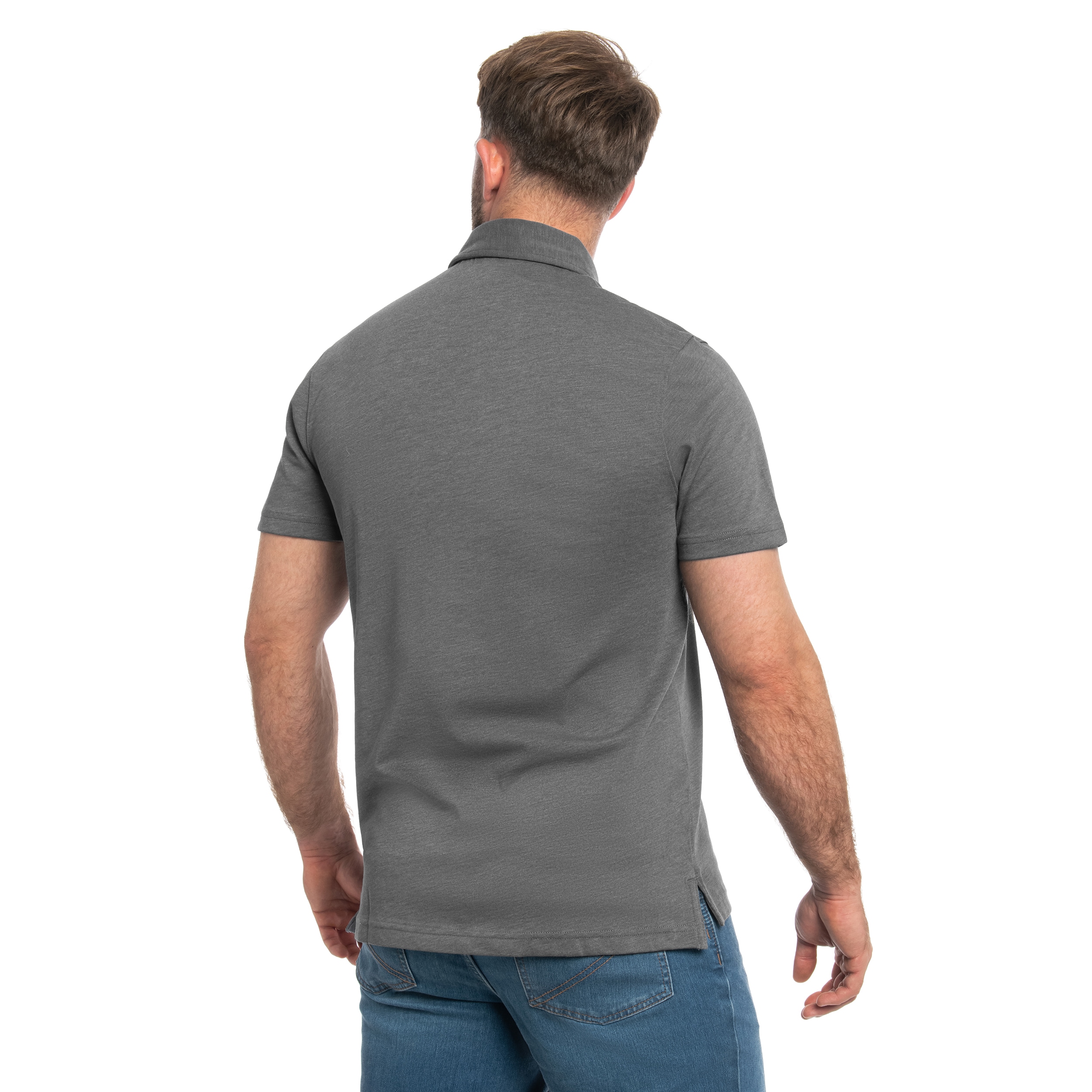 Tricou polo Under Armour Icon Polo - Castlerock Light Heather/White