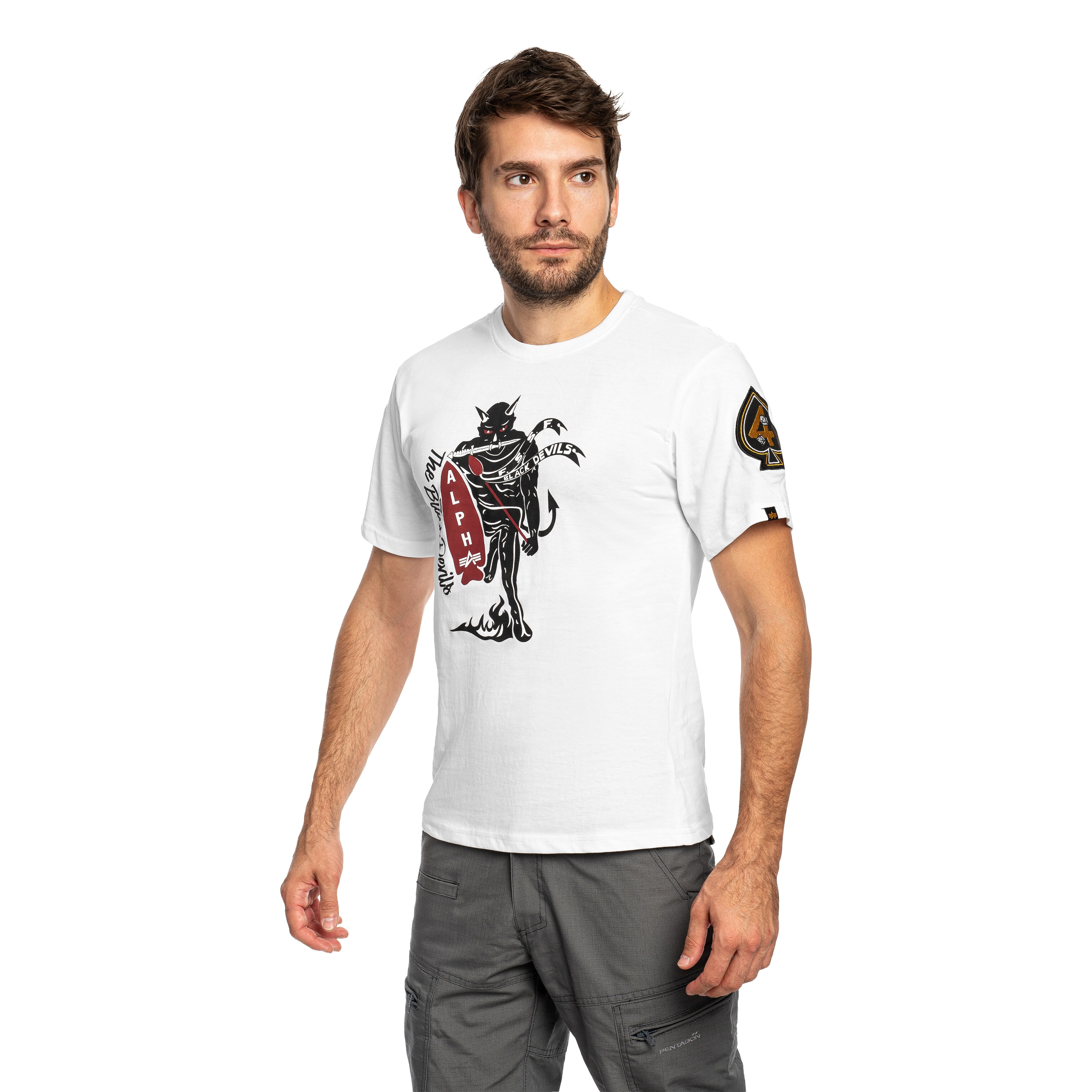 Tricou Alpha Industries Black Devils - White