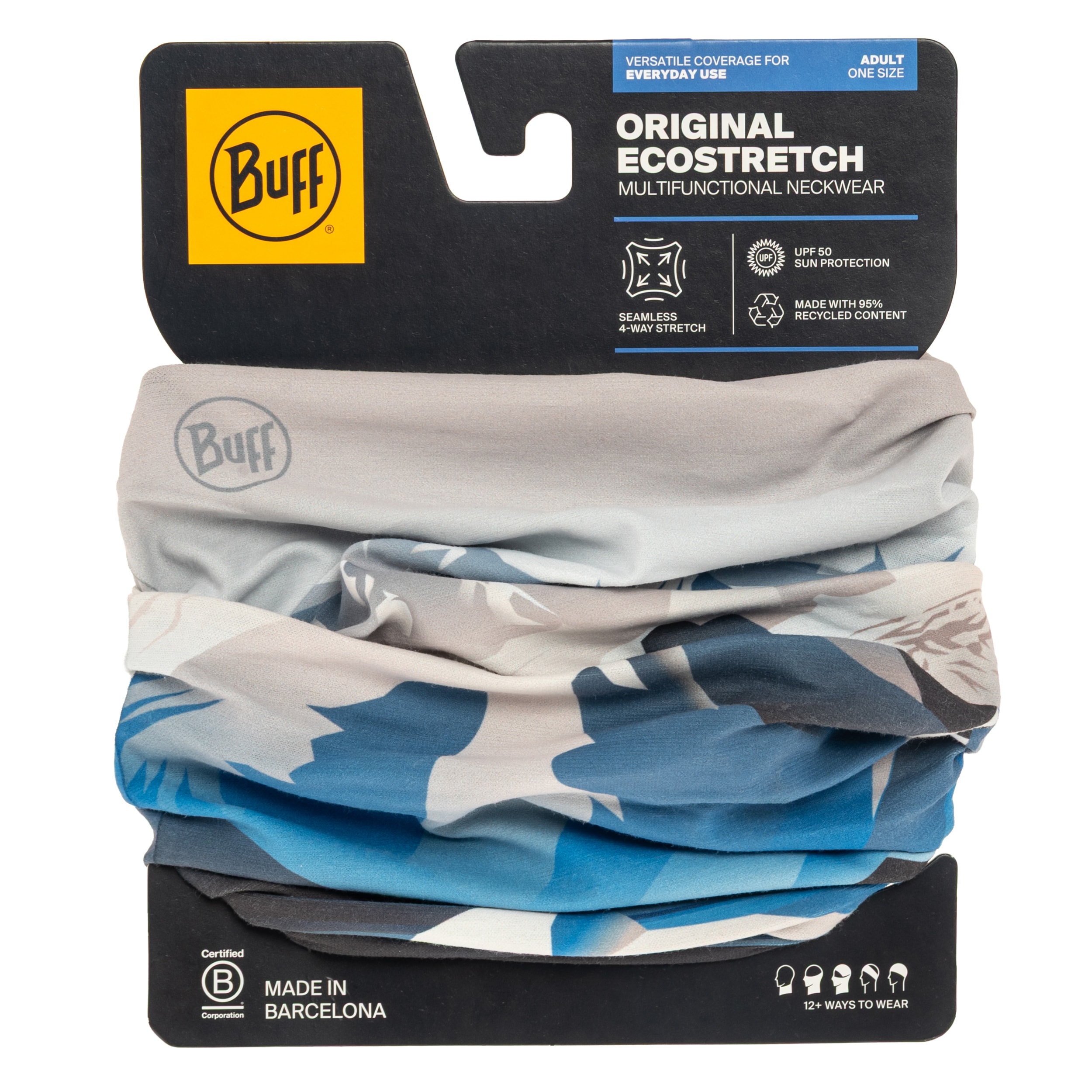 Eșarfă de protecție Buff Original Ecostretch Gem - Crystal Grey