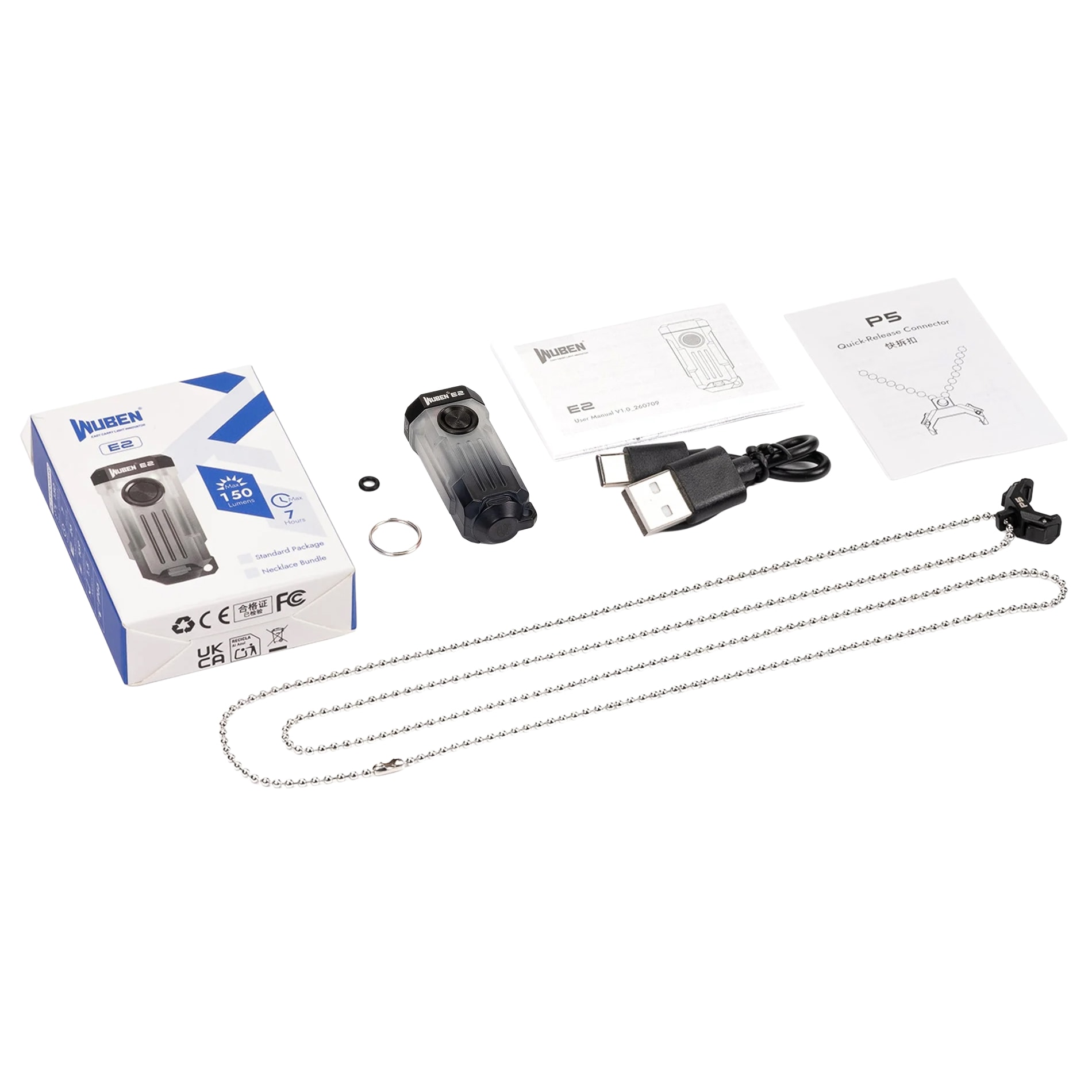 Lanternă breloc Wuben E1 Pulse Black 150 lumeni