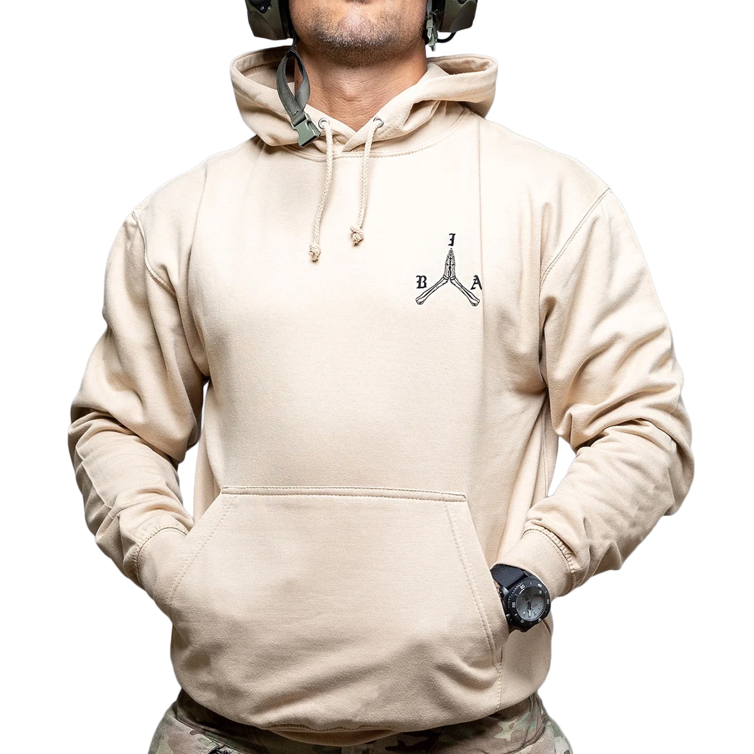Hanorac Brothers in Arms Stay Violent Hoodie - Sand