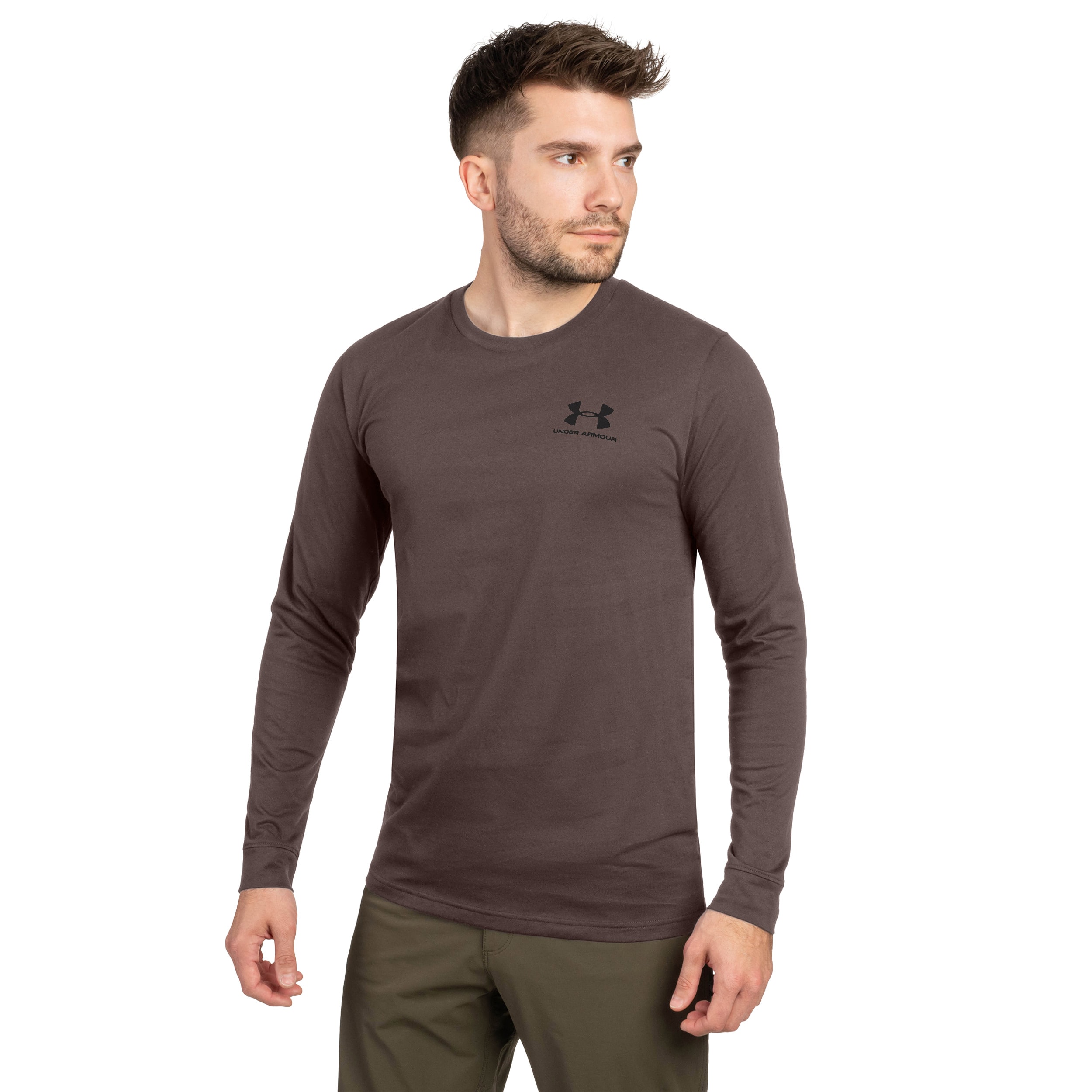 Tricou termoactiv Under Armour Left Chest Long Sleeve - Peppercorn/Black