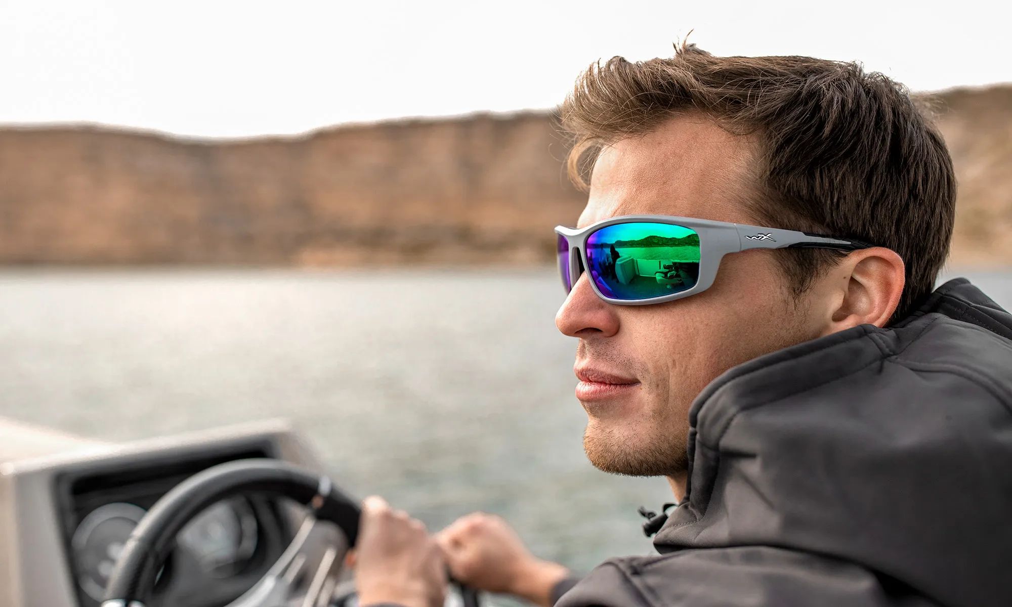 Ochelari tactici Wiley X Grid - Captivate Polarized Green Mirror/Matte Cool Grey