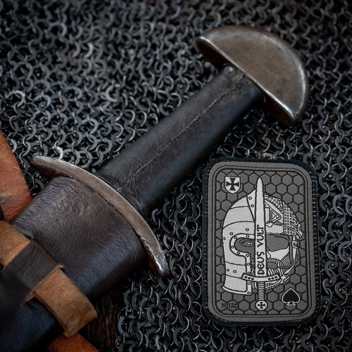 Patch - emblemă M-Tac Deus Vult Ace - Grey