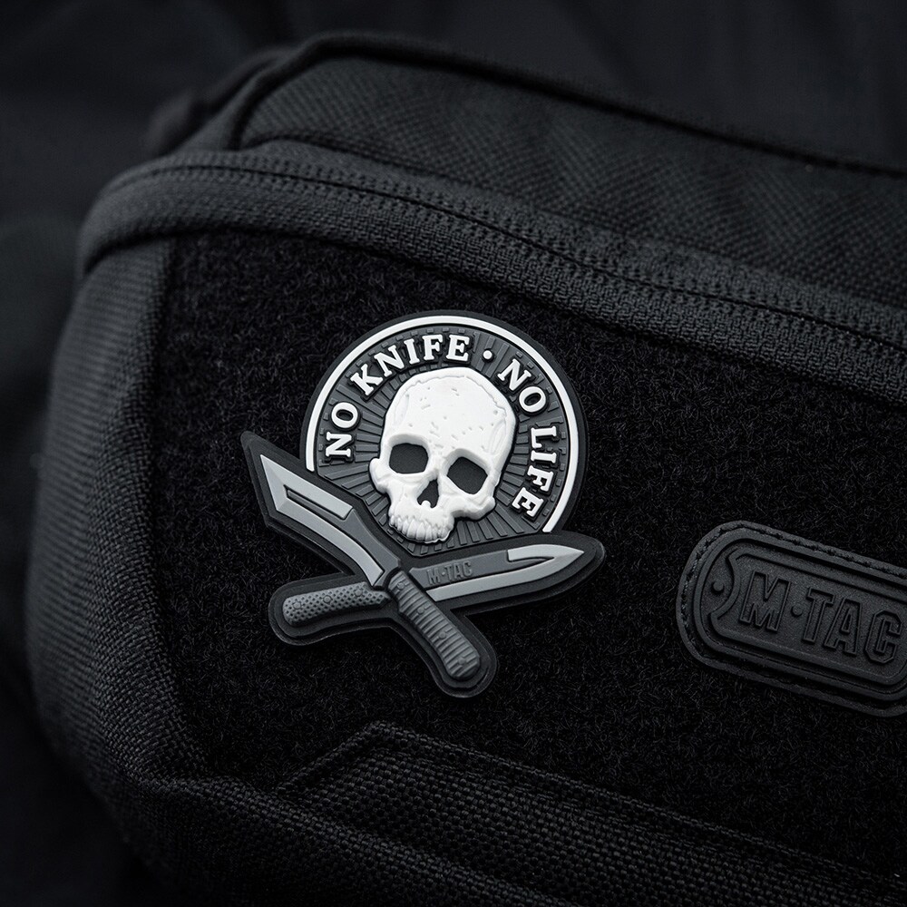 Patch - emblemă M-Tac No Knife - No Life 3D PVC - Black/White
