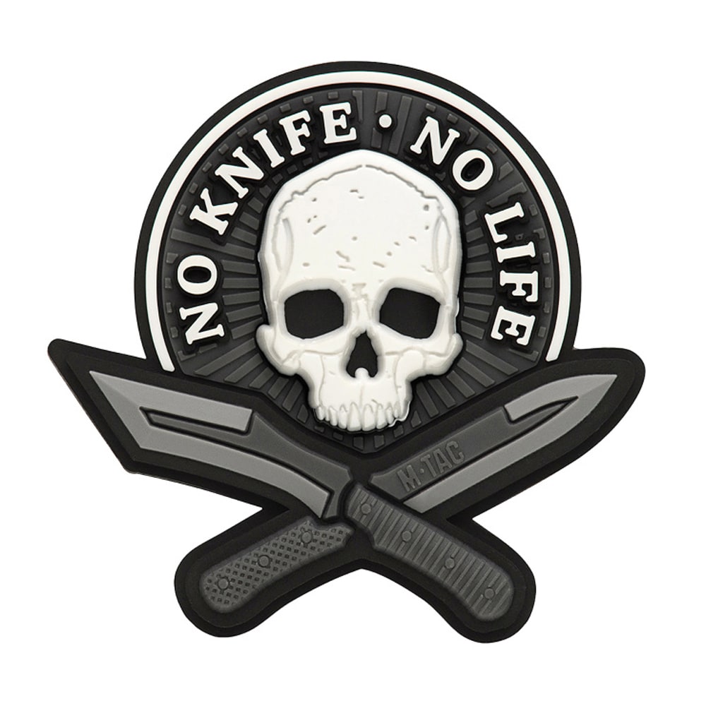 Patch - emblemă M-Tac No Knife - No Life 3D PVC - Black/White