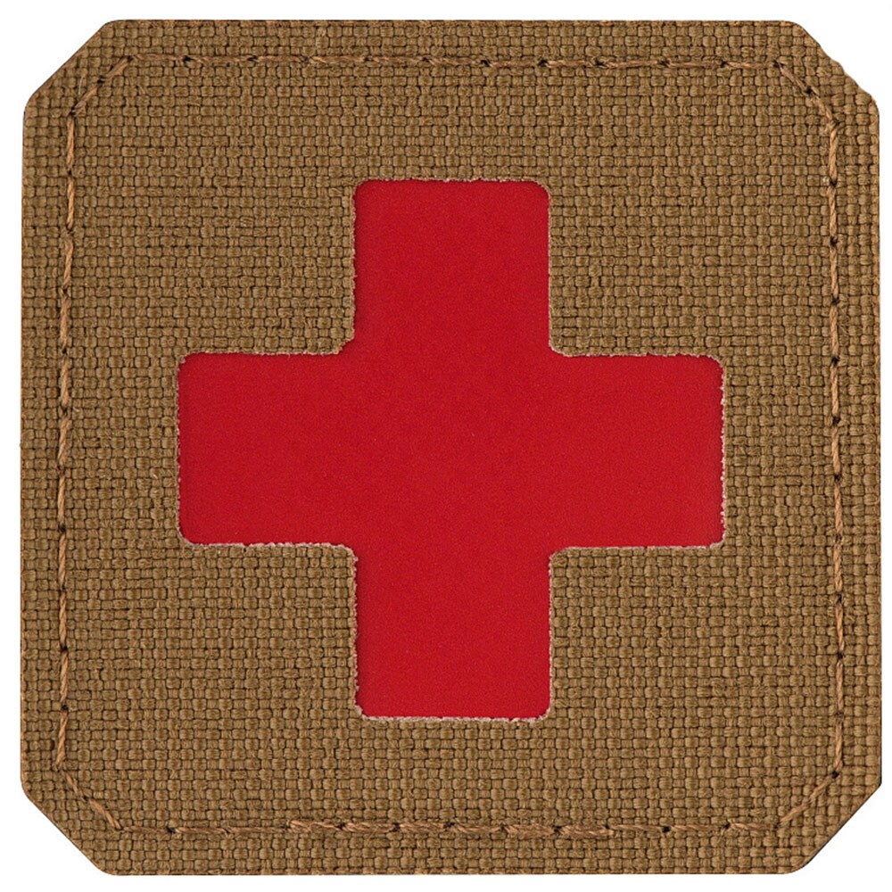 Patch - emblemă medicală M-Tac Medic Cross Laser Cut - Coyot/Red