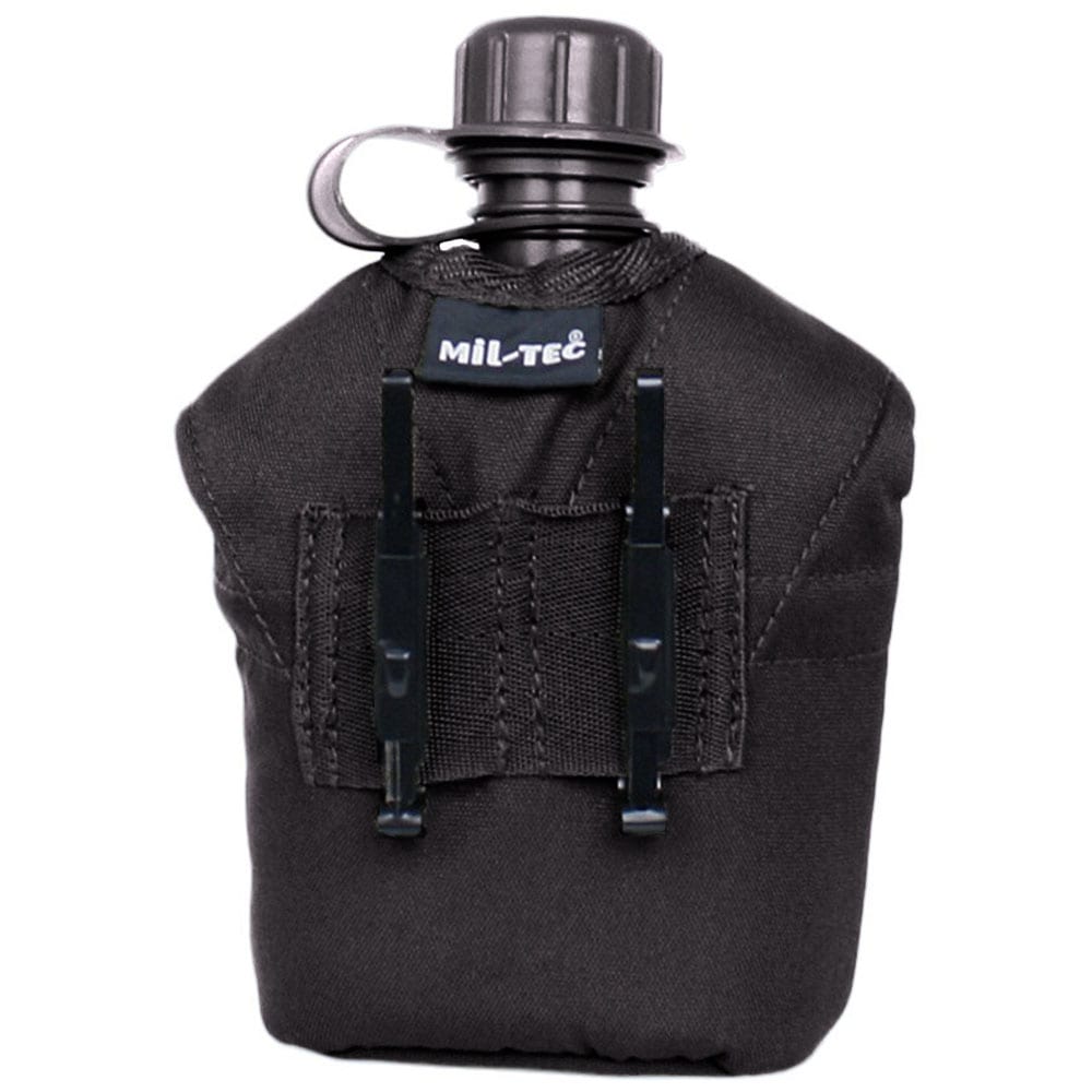 Ploscă Mil-Tec US Plastic Canteen cu husă și cană - Black