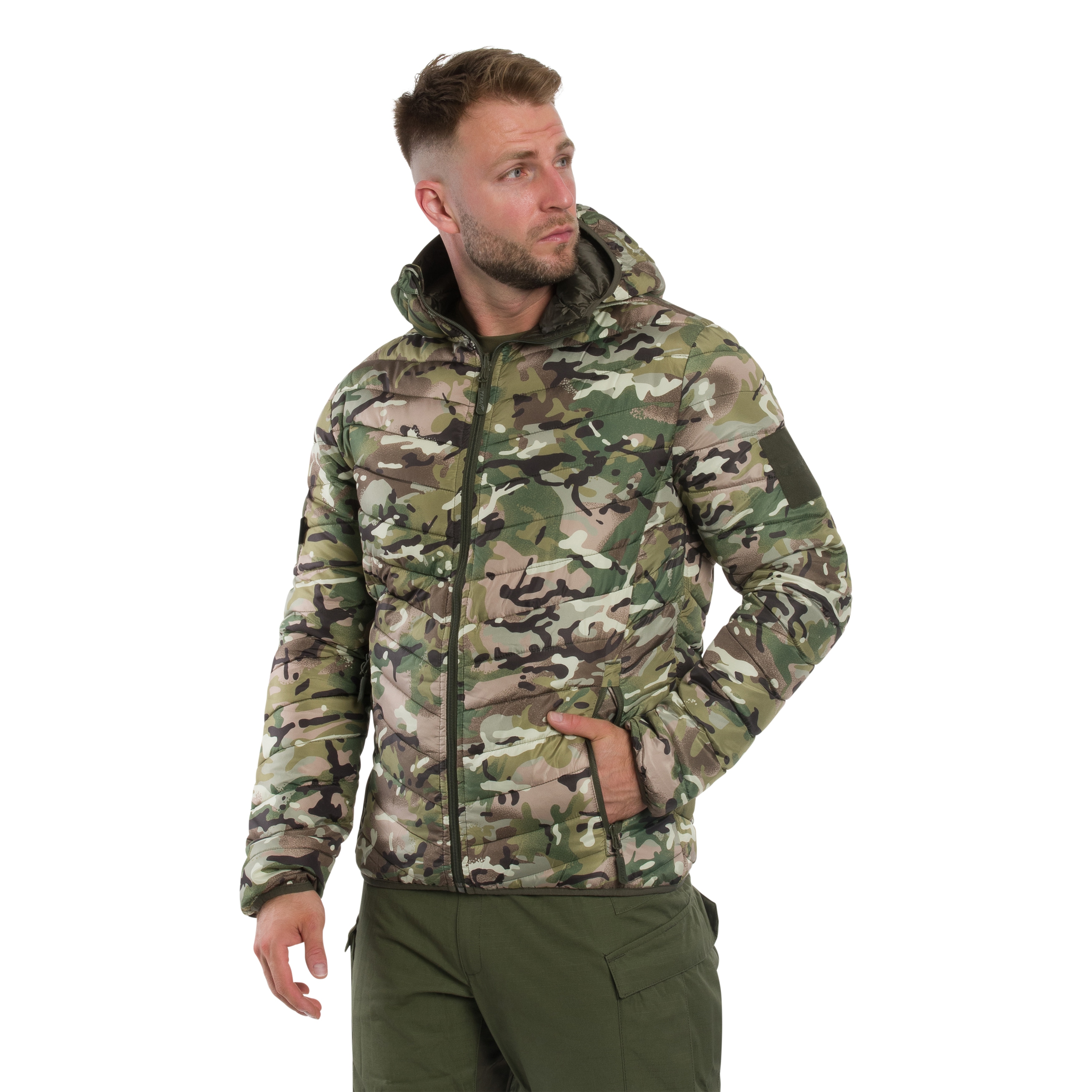 Geacă din puf cu două fețe Texar Reverse - Olive/Arid MC Camo