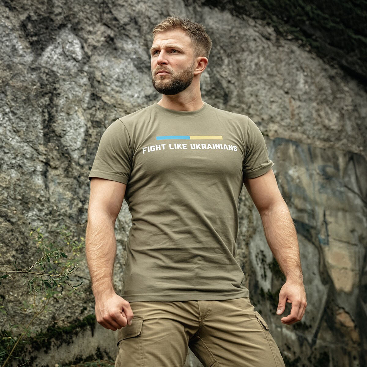 Tricou Voyovnik Fight Like Ukrainians - Olive