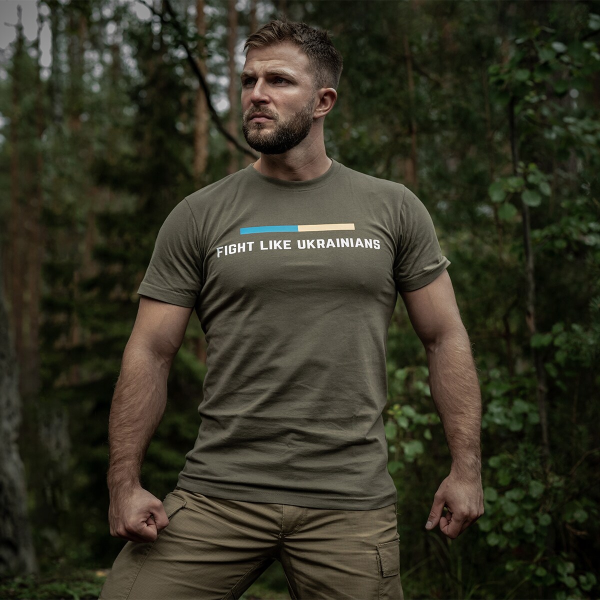 Tricou Voyovnik Fight Like Ukrainians - Olive