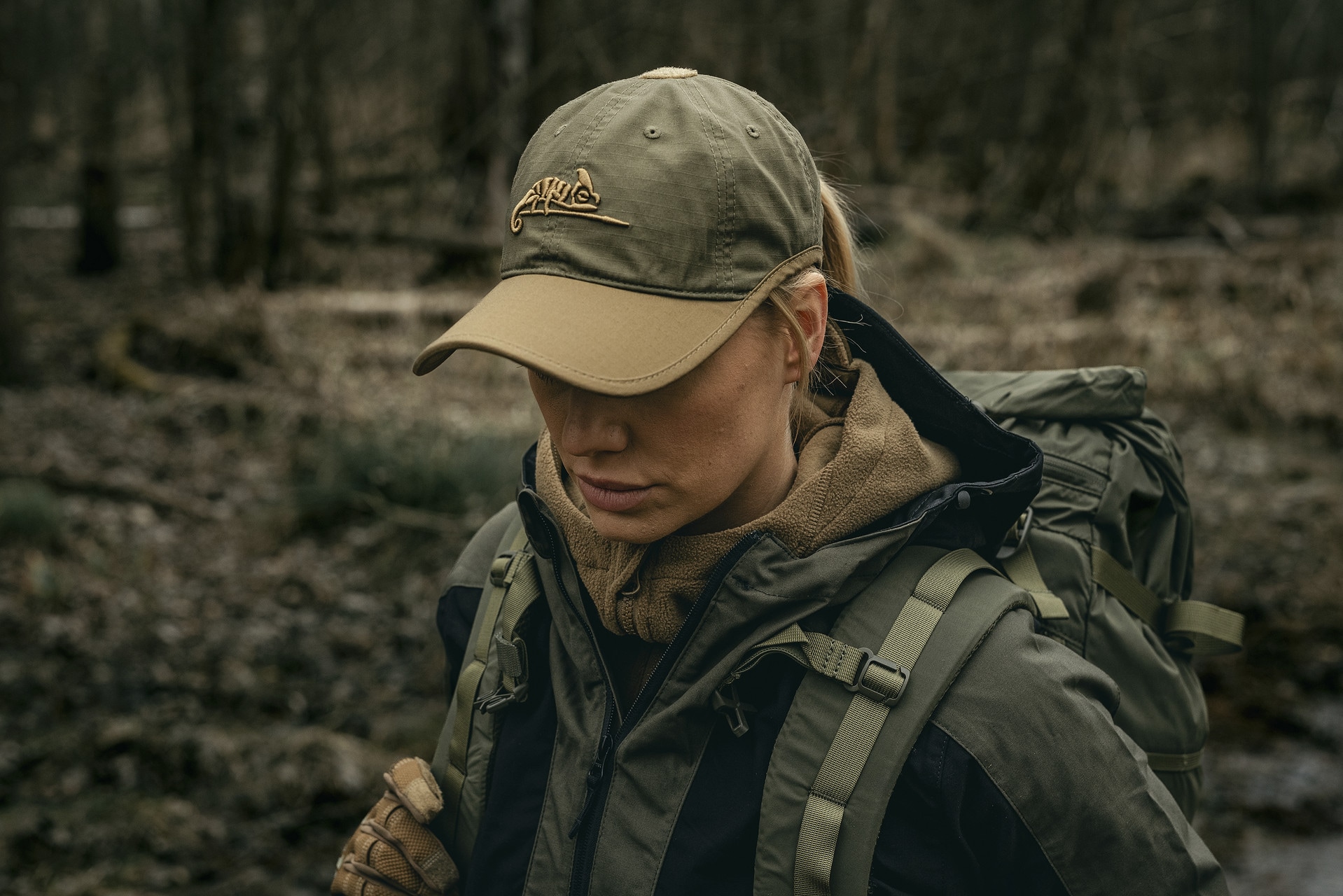 Șapcă Helikon Logo Cap PolyCotton Rip-Stop - Adaptive Green/Coyote
