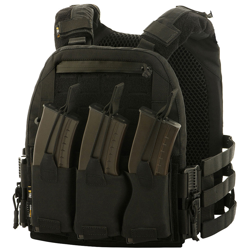 Vestă tactică tip Plate Carrier M-Tac Cuirass QRS Black - pentru plăci balistice S/M