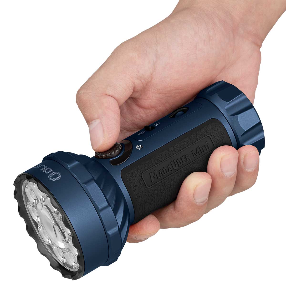 Lanternă reîncărcabilă Olight Marauder Mini Midnight Blue - 7000 lumeni, rază de acoperire 600 m