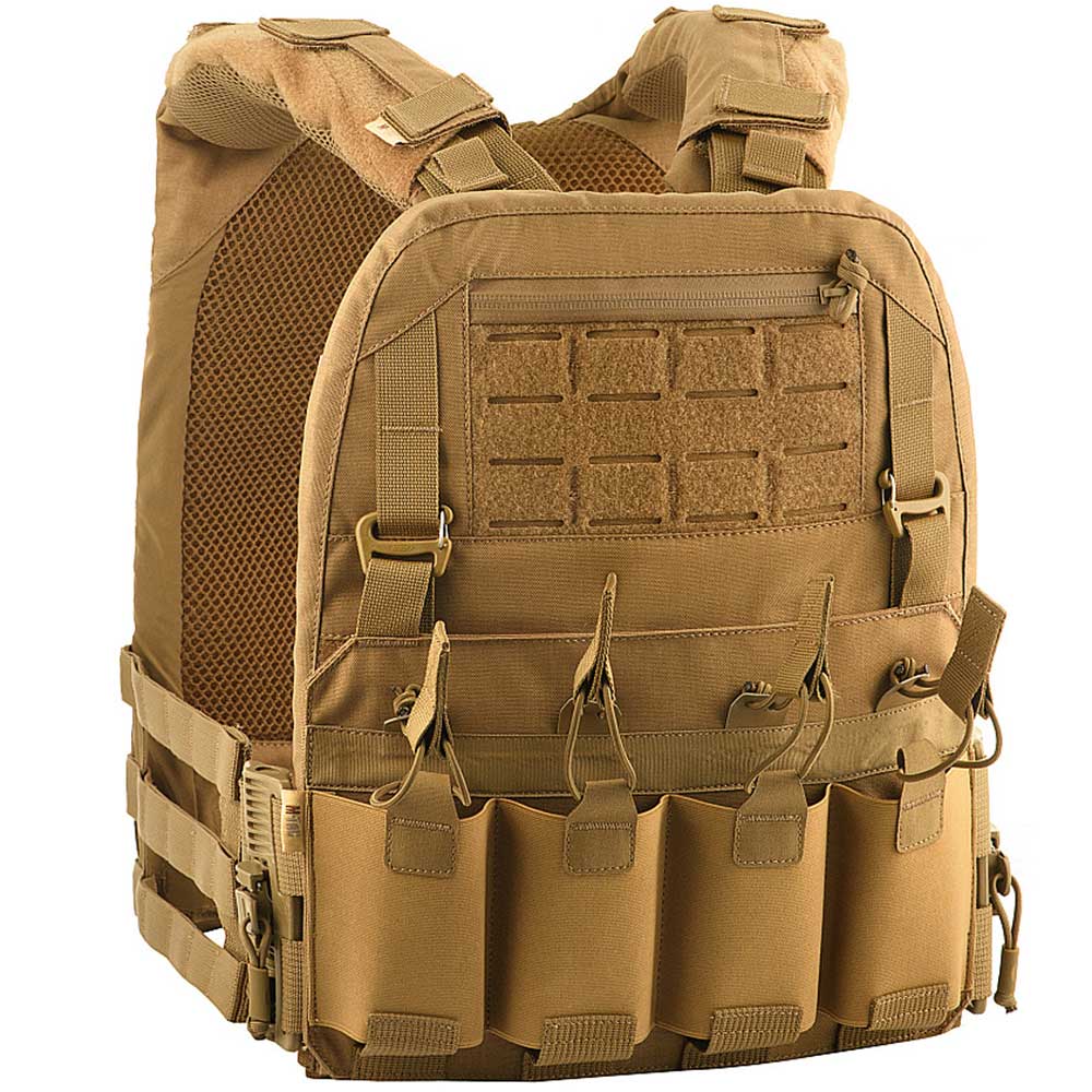 Vestă tactică tip Plate Carrier M-Tac Cuirass QRS Coyote - pentru plăci balistice L/XL