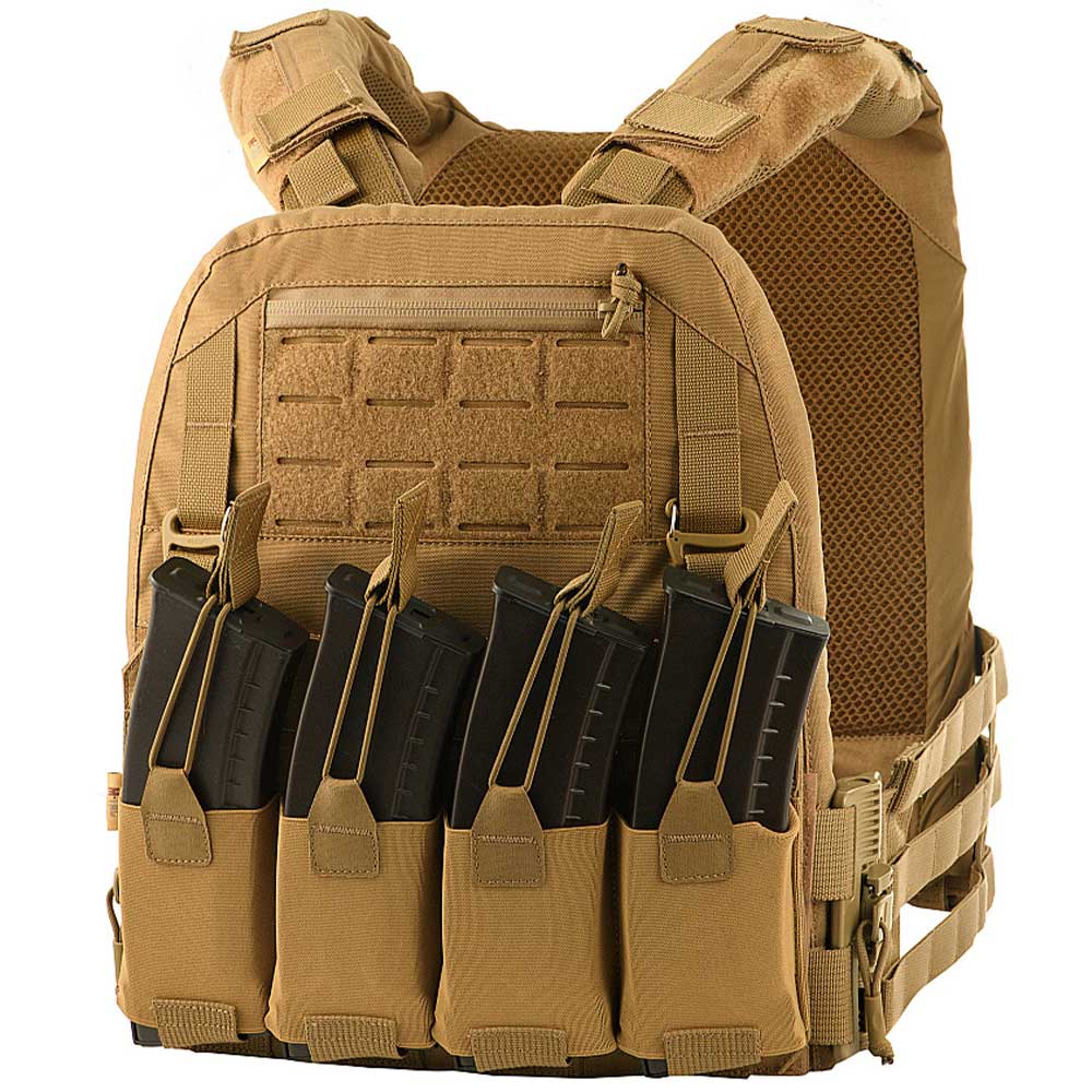 Vestă tactică tip Plate Carrier M-Tac Cuirass QRS Coyote - pentru plăci balistice L/XL