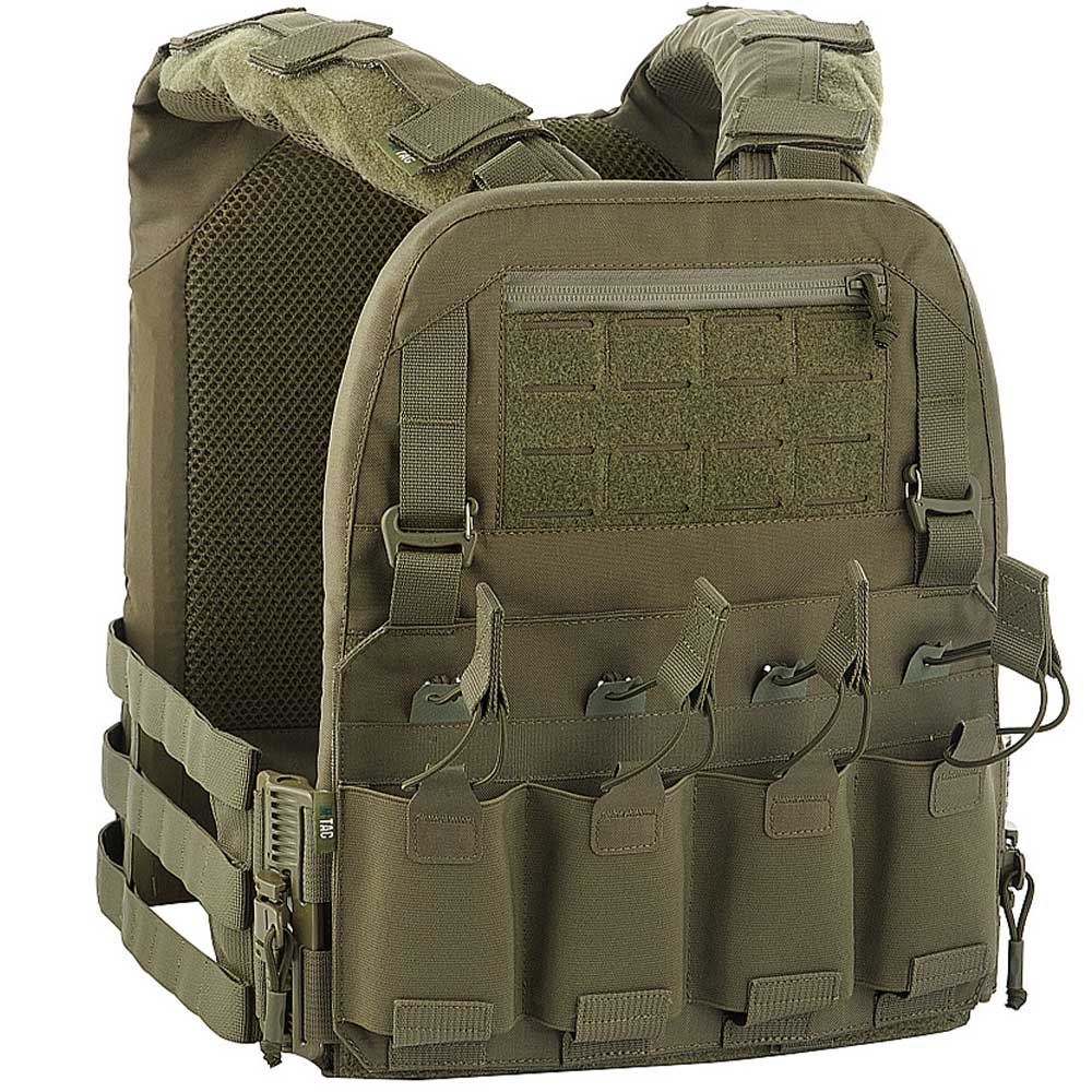 Vestă tactică tip Plate Carrier M-Tac Cuirass QRS Ranger Green - pentru plăci balistice L/XL