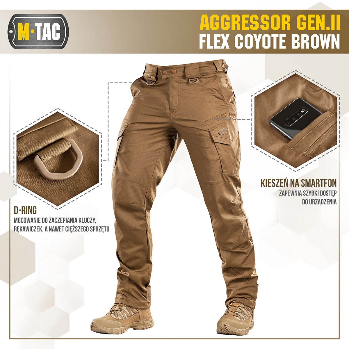 Pantaloni M-Tac Aggressor Gen.II Flex - Coyote Brown