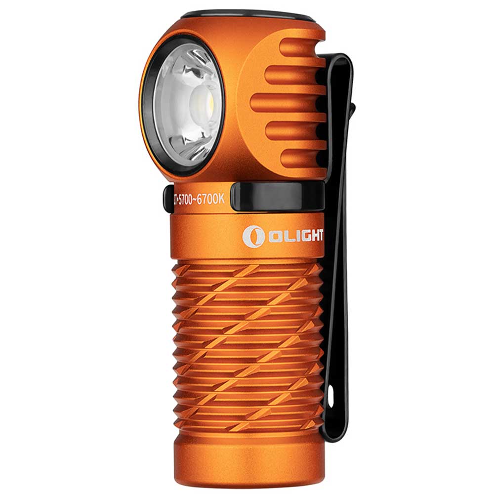 Lanternă frontală și unghiulară Olight Perun 2 Mini Kit Orange cu bandă pentru cap - 1100 lumeni