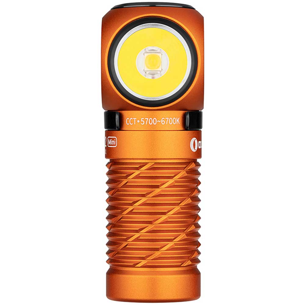Lanternă frontală și unghiulară Olight Perun 2 Mini Kit Orange cu bandă pentru cap - 1100 lumeni