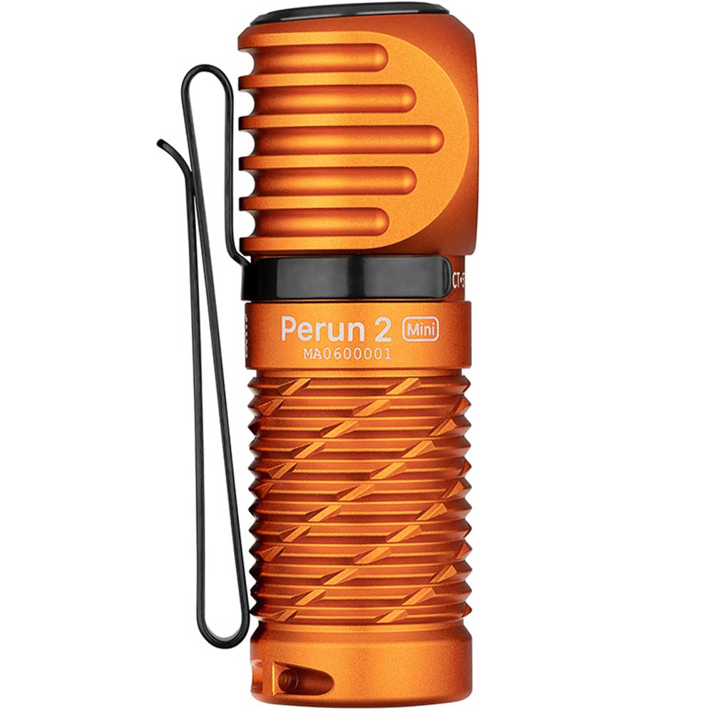 Lanternă frontală și unghiulară Olight Perun 2 Mini Kit Orange cu bandă pentru cap - 1100 lumeni