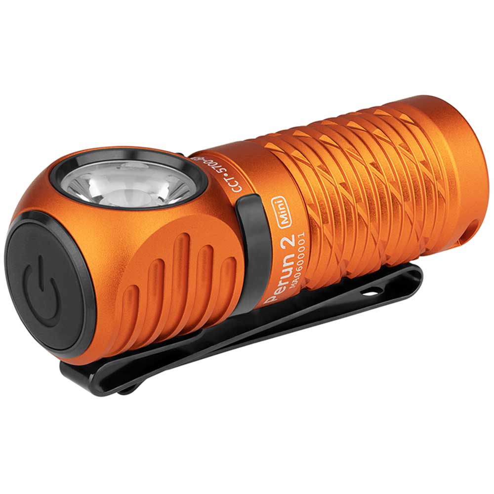 Lanternă frontală și unghiulară Olight Perun 2 Mini Kit Orange cu bandă pentru cap - 1100 lumeni