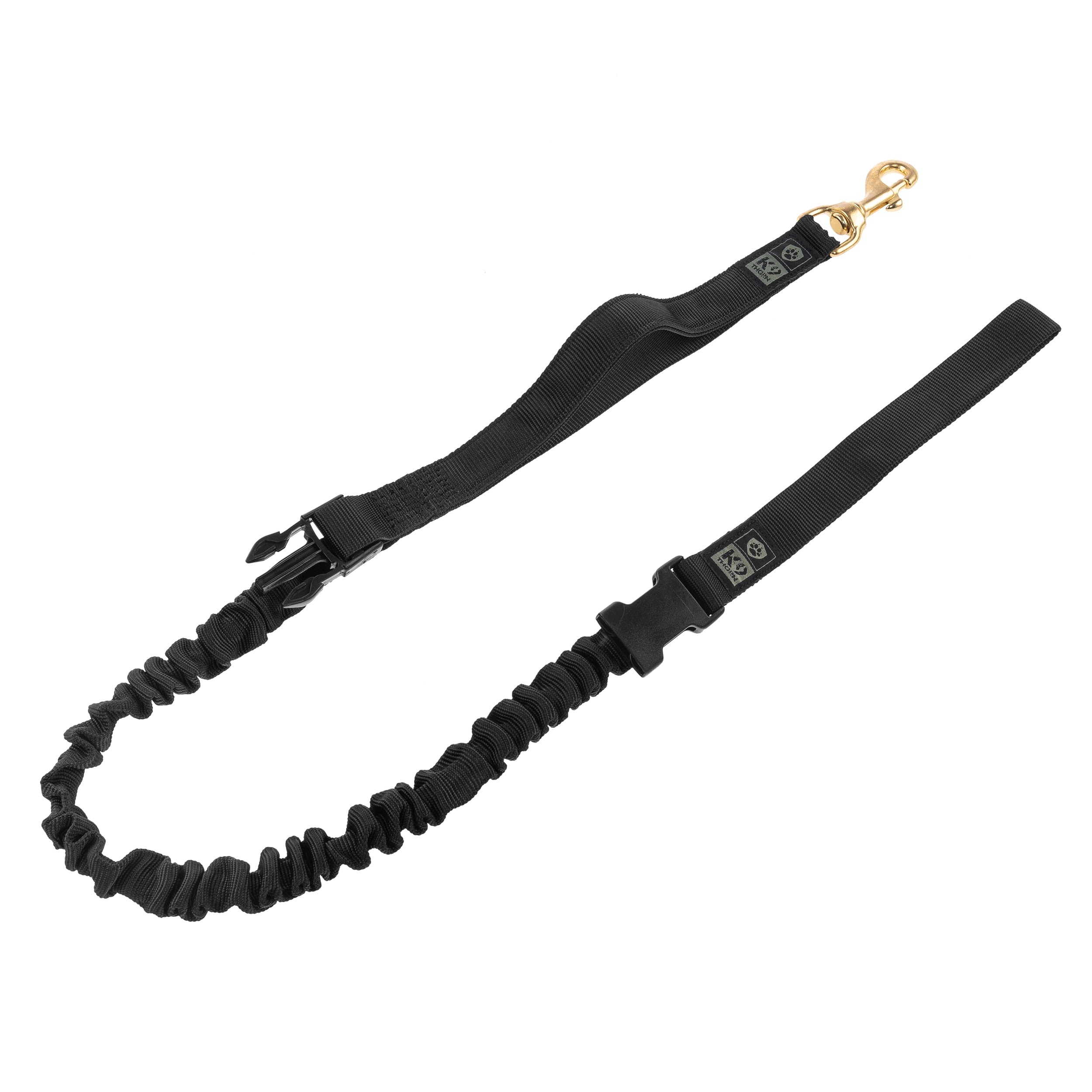 Lesă pentru câini K9 Thorn cu amortizor Neagră - 120 cm