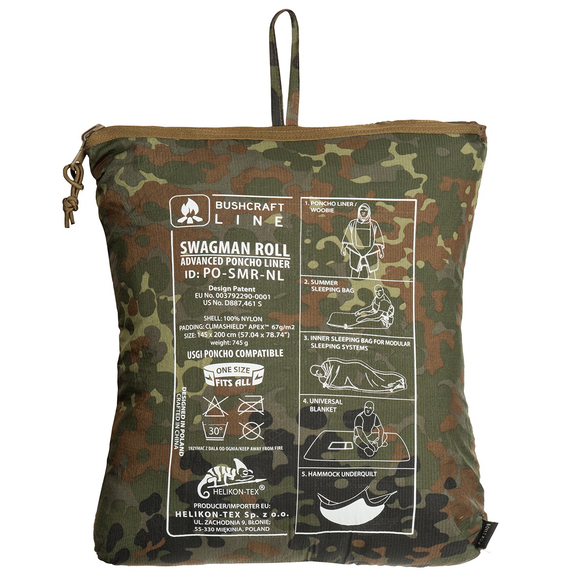Poncho Helikon Swagman Roll Climashield Apex cu funcția de sac de dormit - Flecktarn
